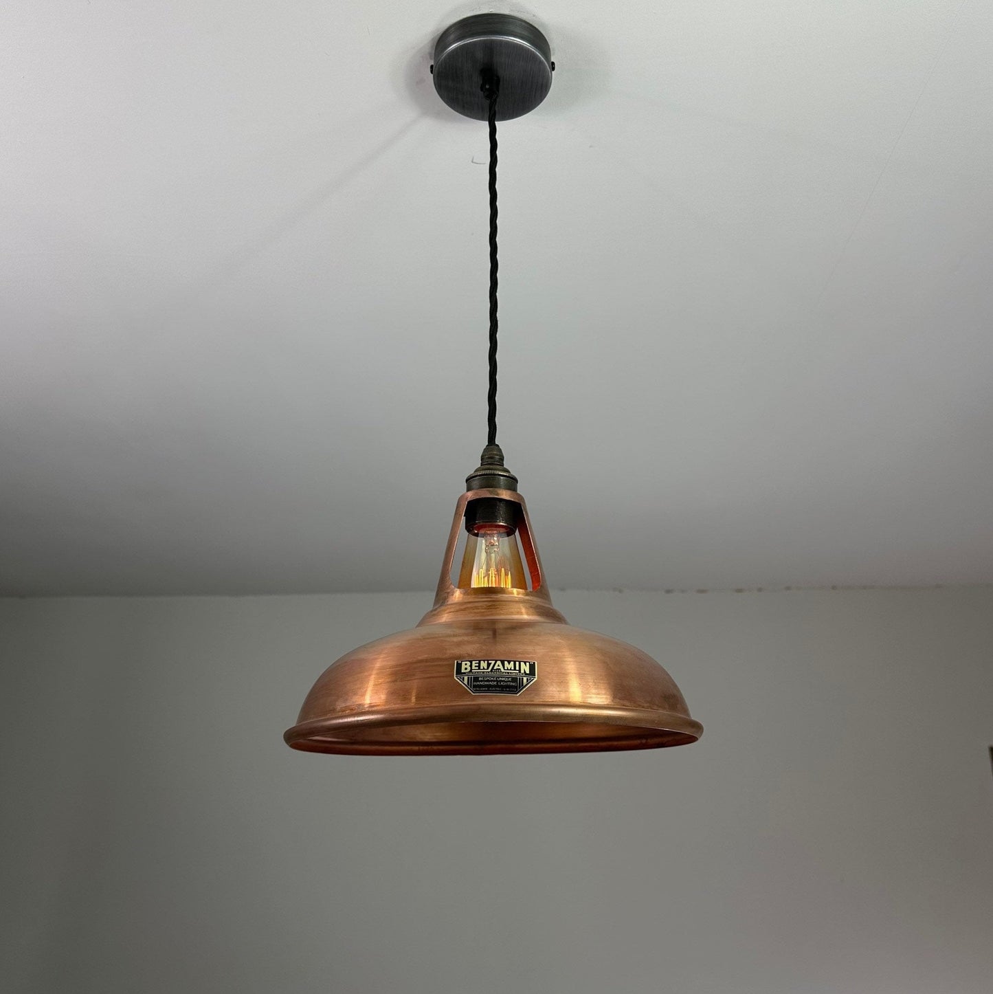 Cawston - Antique Copper Slotted Lampshade Pendant Ceiling Light - 11 Inch