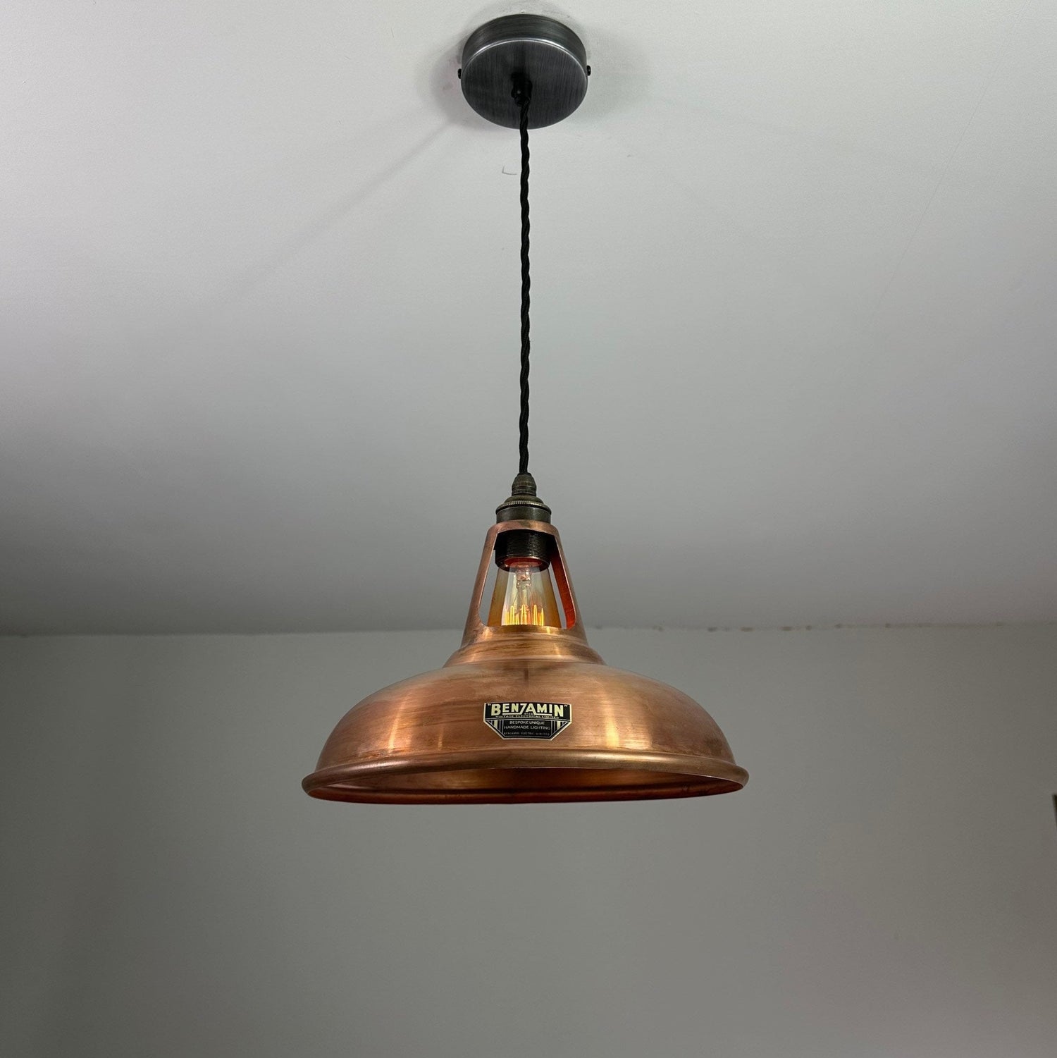 Cawston - Antique Copper Slotted Lampshade Pendant Ceiling Light - 11 Inch