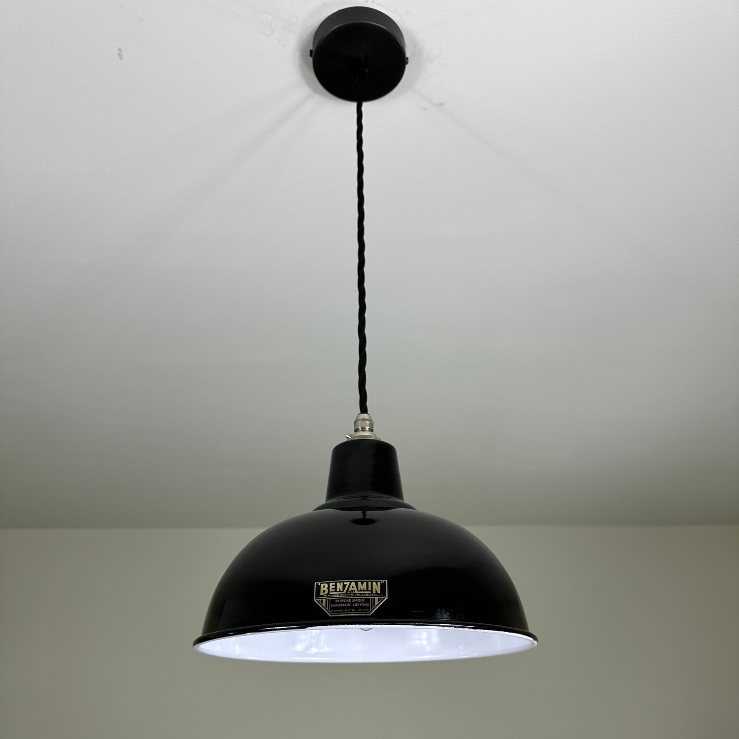 Salthouse ~ Midnight Black Dome Lampshade Pendant Set Light ~ 10 Inch