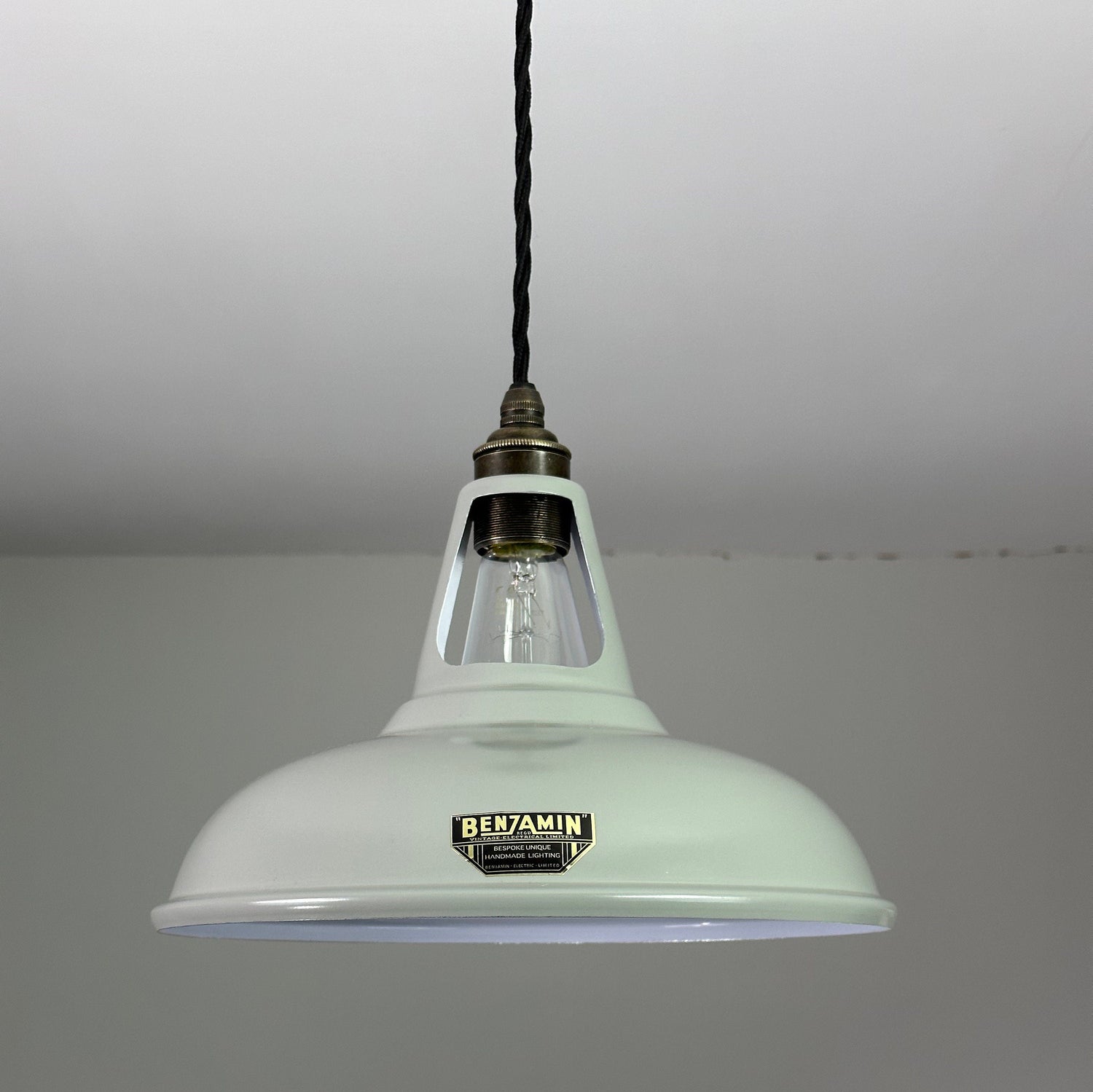 Cawston - Original Grey Slotted Lampshade Pendant Set Light *Worn* - 11 Inch