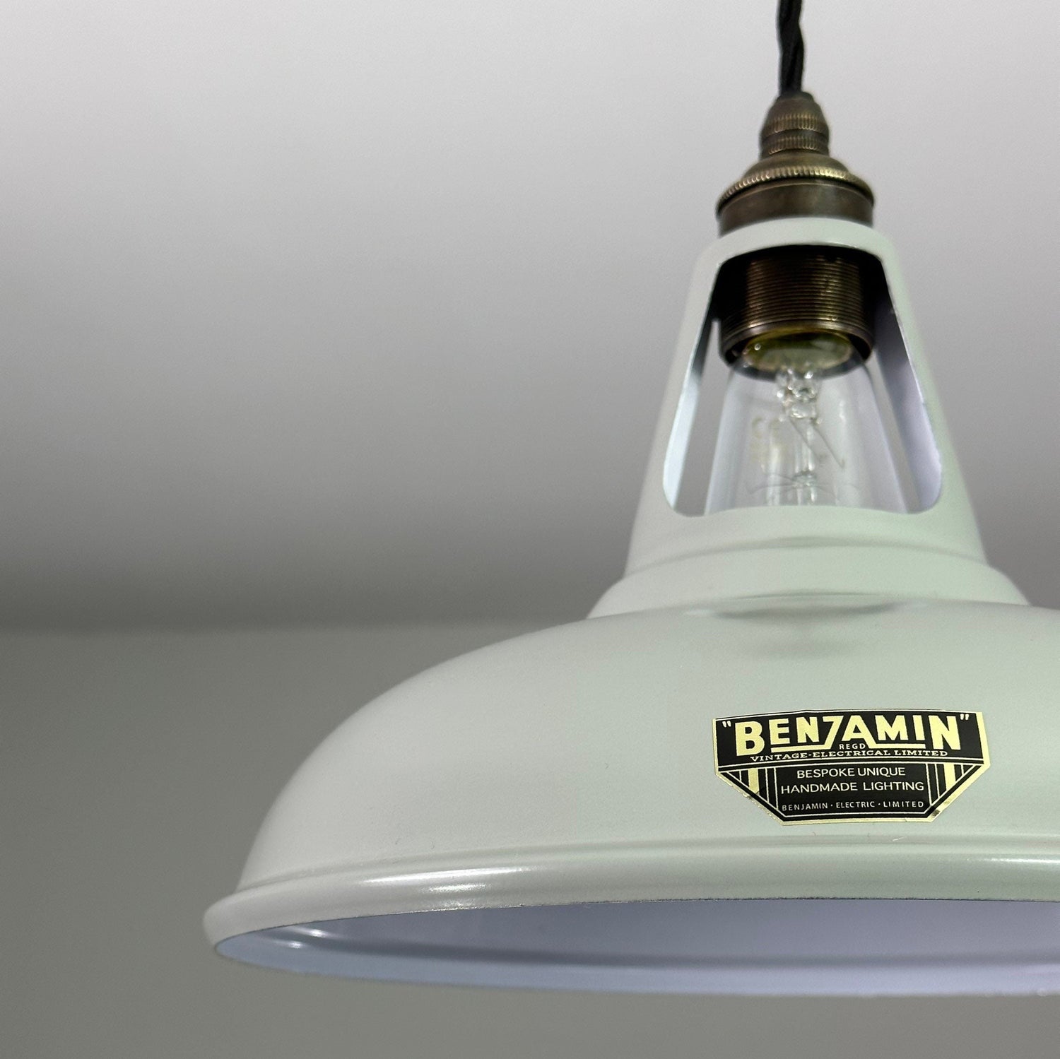 Cawston - Original Grey Slotted Lampshade Pendant Set Light *Worn* - 11 Inch