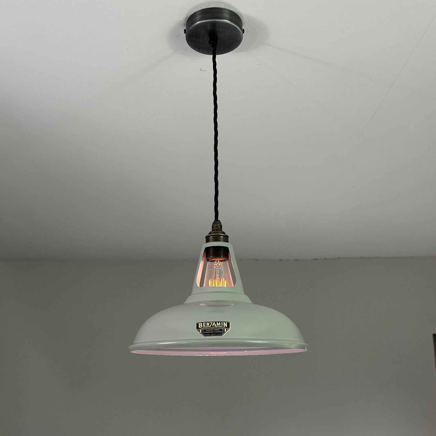 Cawston - Original Grey Slotted Lampshade Pendant Set Light *Worn* - 11 Inch