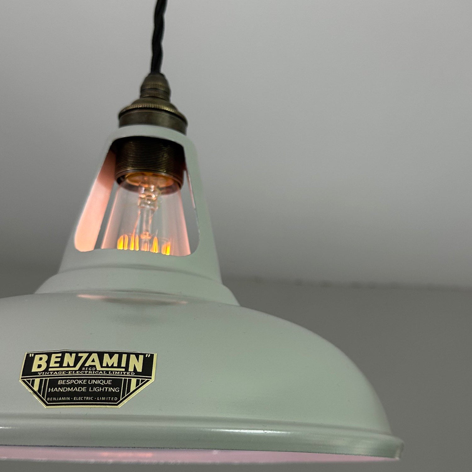 Cawston - Original Grey Slotted Lampshade Pendant Set Light *Worn* - 11 Inch