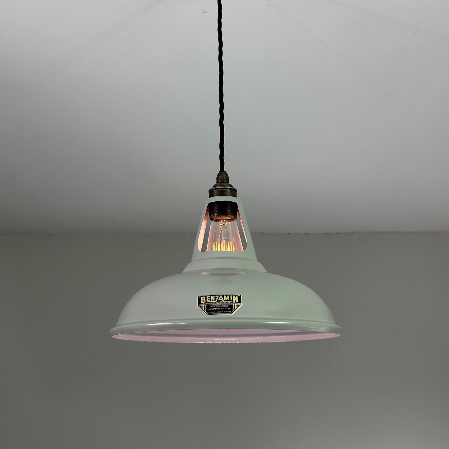 Cawston - Original Grey Slotted Lampshade Pendant Set Light *Worn* - 11 Inch