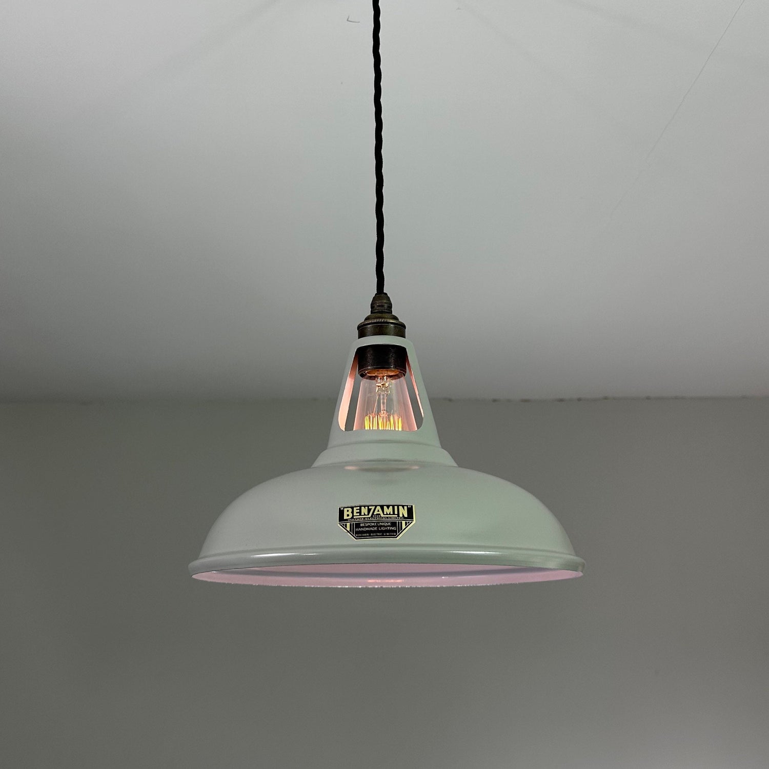 Cawston - Original Grey Slotted Lampshade Pendant Set Light *Worn* - 11 Inch