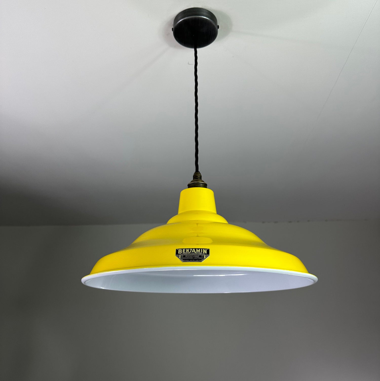 Bawsey ~ *Worn* Summer Yellow Lampshade Pendant Set Light ~ 16 Inch