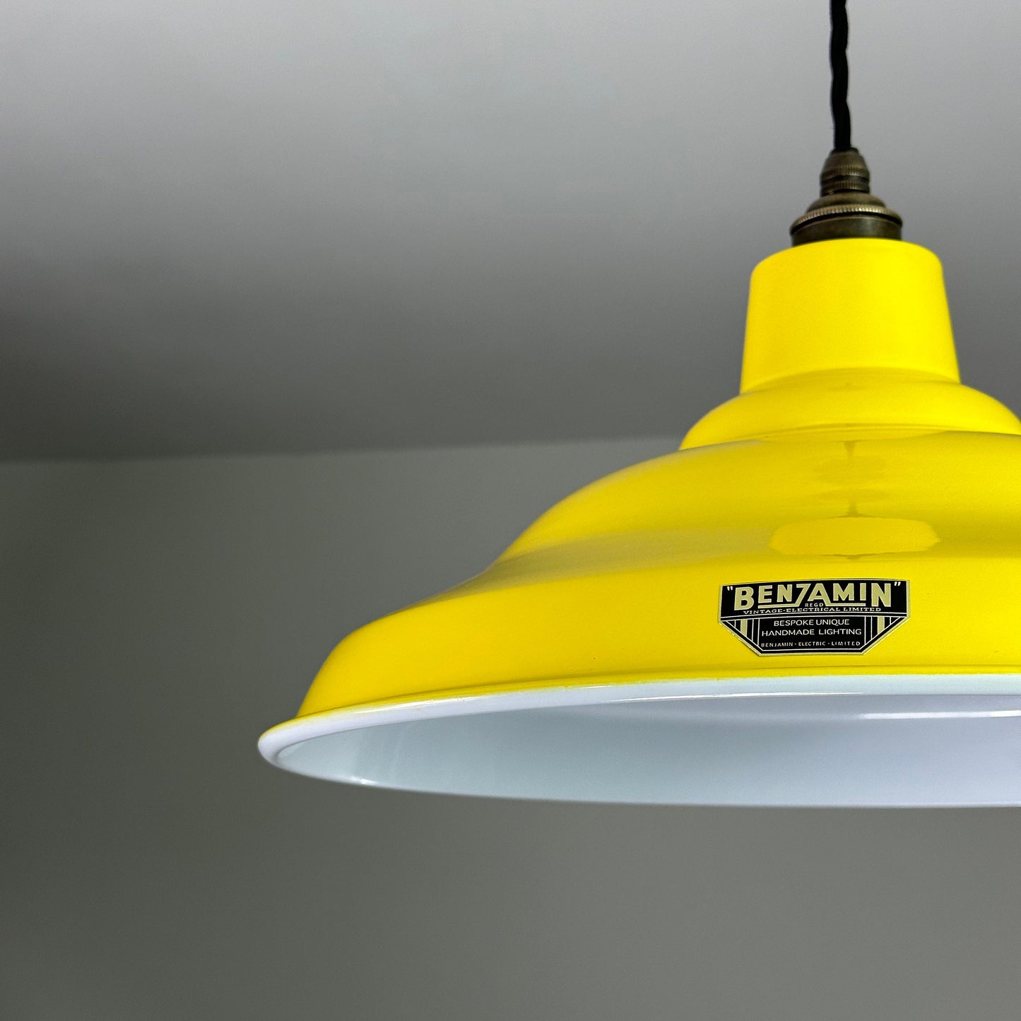 Bawsey ~ *Worn* Summer Yellow Lampshade Pendant Set Light ~ 16 Inch