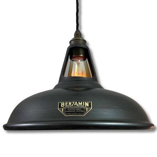 Cawston - Pewter Grey Slotted Lampshade Pendant Set Light - 11 Inch