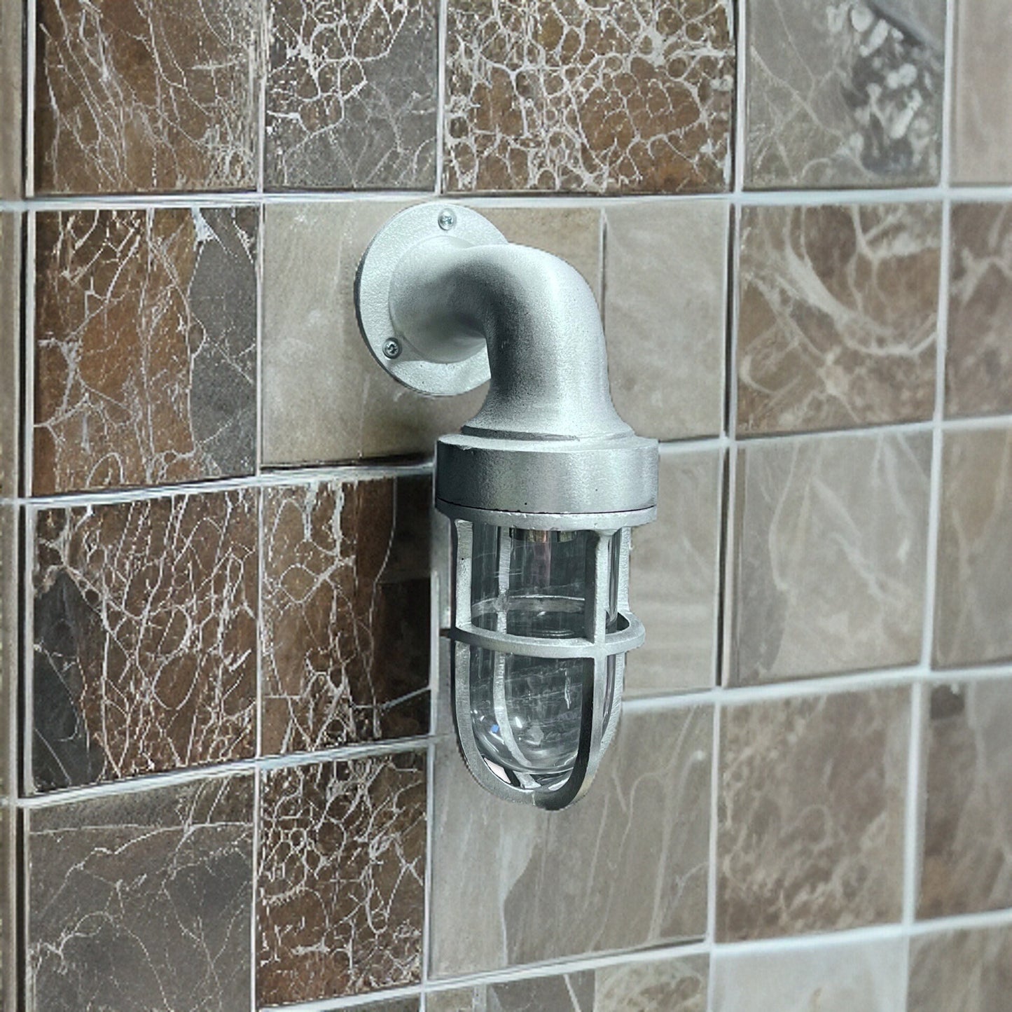 Shingham ~ Bulkhead Outdoor & Garden Wall Light | Cast Pewter | 8 Inch