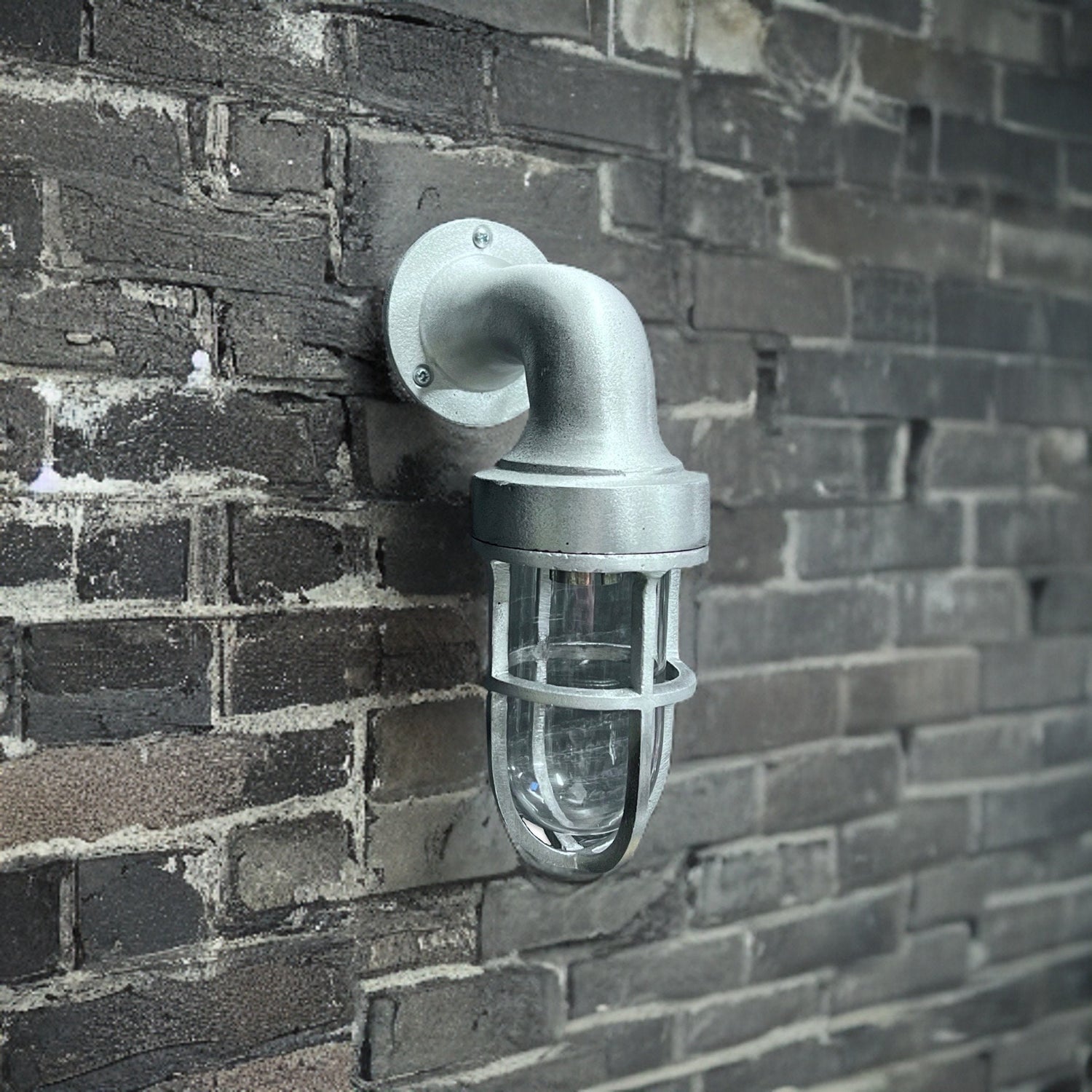 Shingham ~ Bulkhead Outdoor & Garden Wall Light | Cast Pewter | 8 Inch