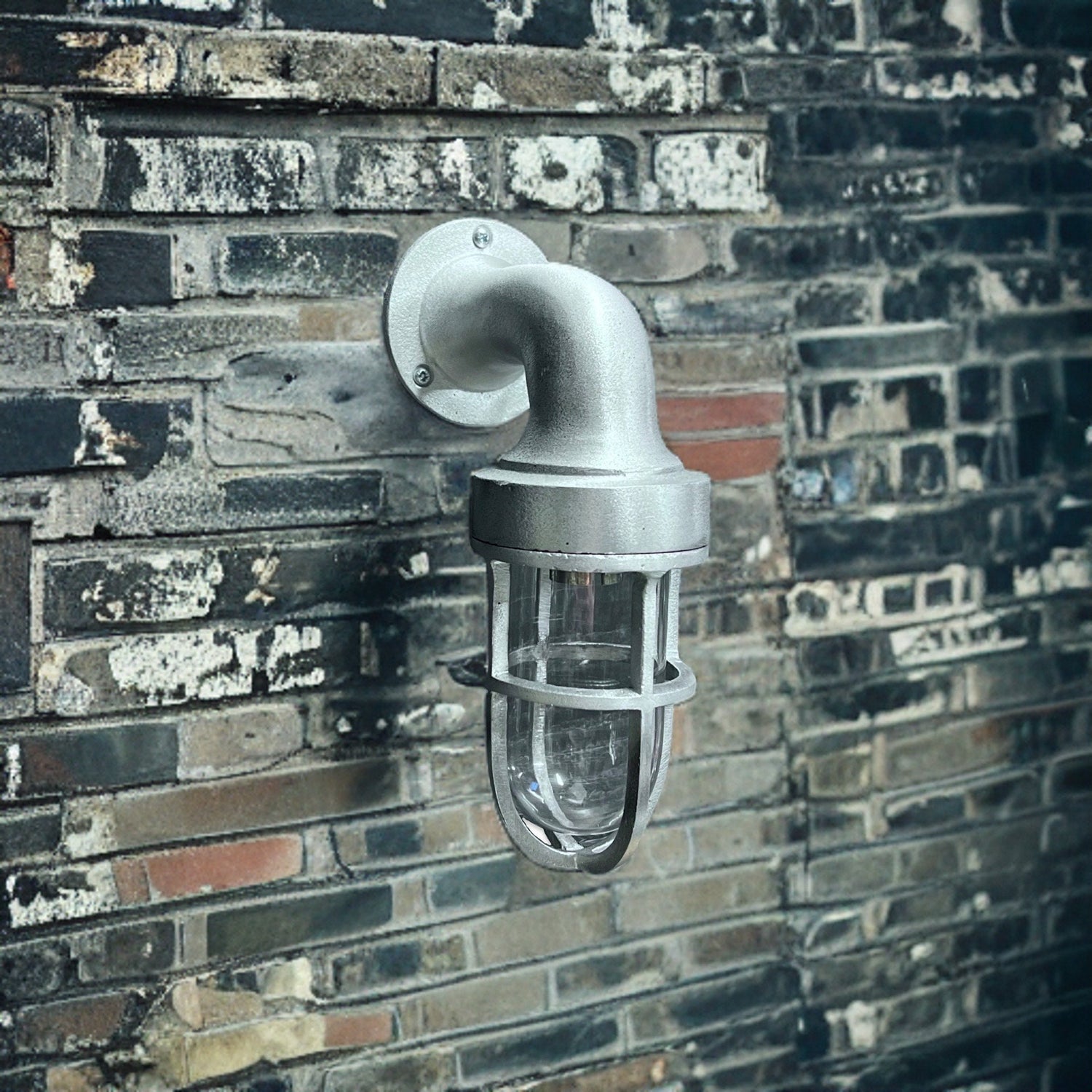 Shingham ~ Bulkhead Outdoor & Garden Wall Light | Cast Pewter | 8 Inch
