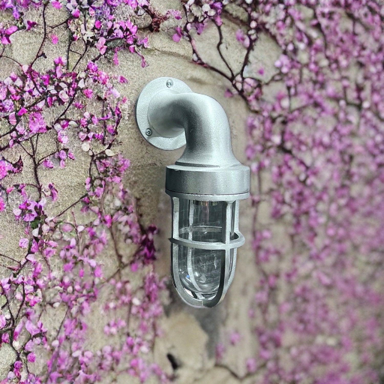 Shingham ~ Bulkhead Outdoor & Garden Wall Light | Cast Pewter | 8 Inch