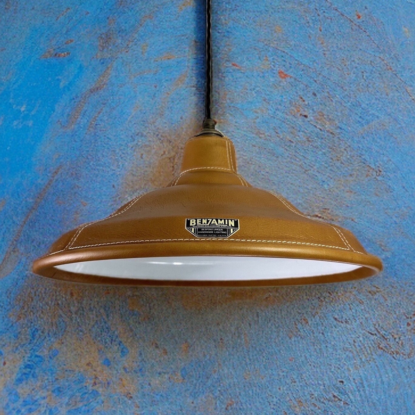 Bawsey ~ Genuine Leather Lampshade Pendant Ceiling Light ~ 16 Inch