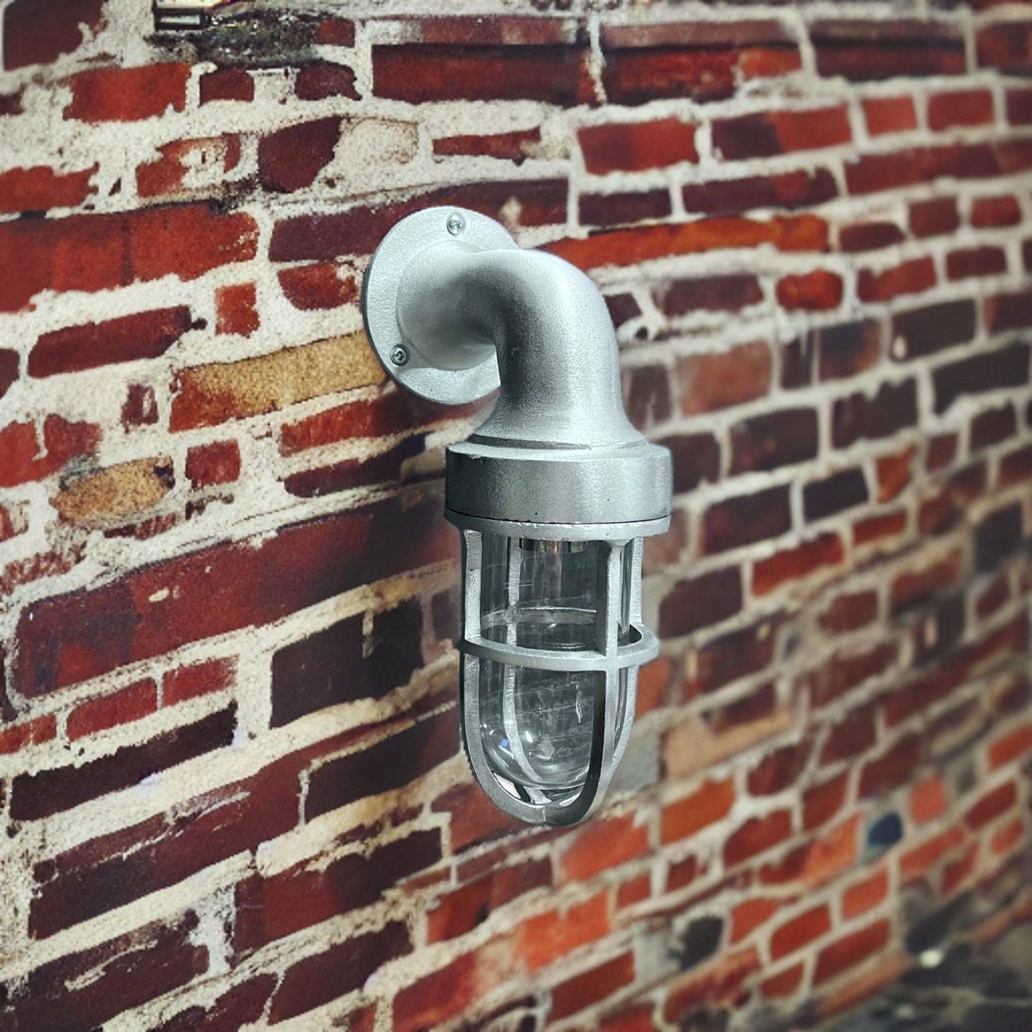 Shingham ~ Bulkhead Outdoor & Garden Wall Light | Cast Pewter | 8 Inch