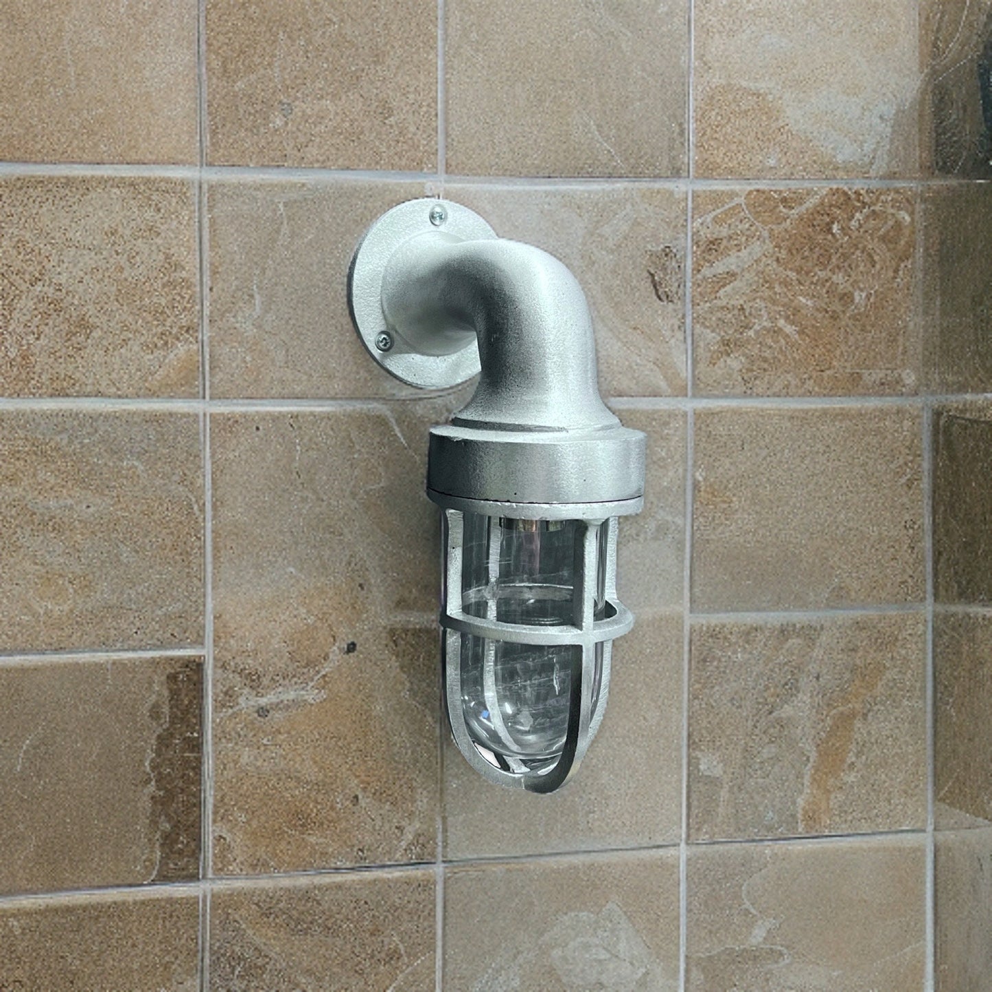 Shingham ~ Bulkhead Outdoor & Garden Wall Light | Cast Pewter | 8 Inch