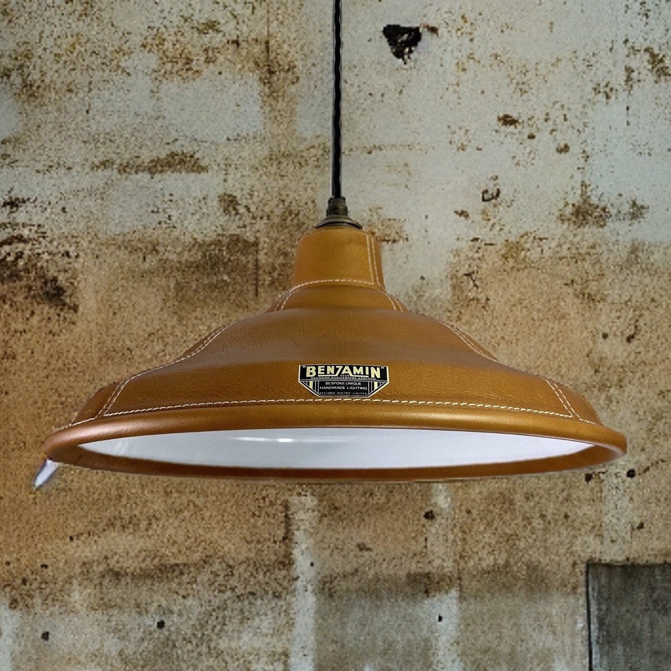 Bawsey ~ Genuine Leather Lampshade Pendant Ceiling Light ~ 16 Inch