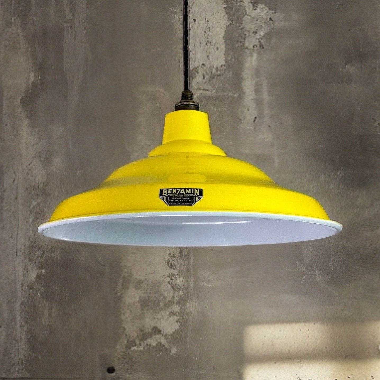 Bawsey ~ *Worn* Summer Yellow Lampshade Pendant Set Light ~ 16 Inch