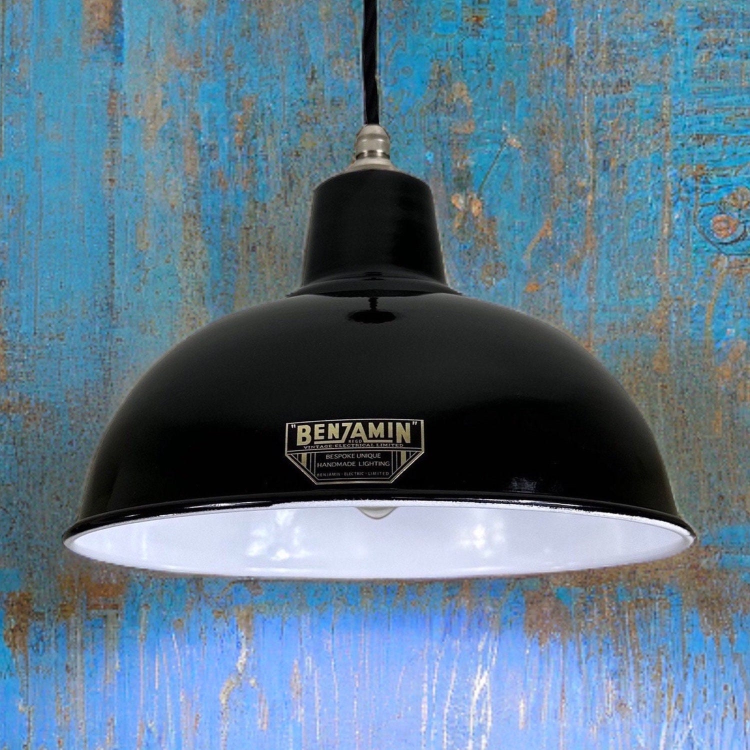 Salthouse ~ Midnight Black Dome Lampshade Pendant Set Light ~ 10 Inch