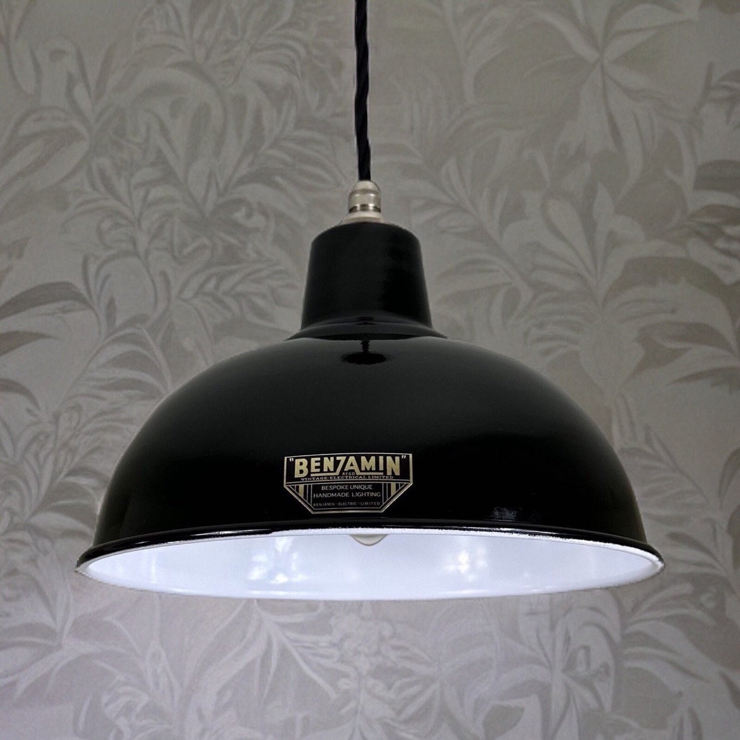 Salthouse ~ Midnight Black Dome Lampshade Pendant Set Light ~ 10 Inch