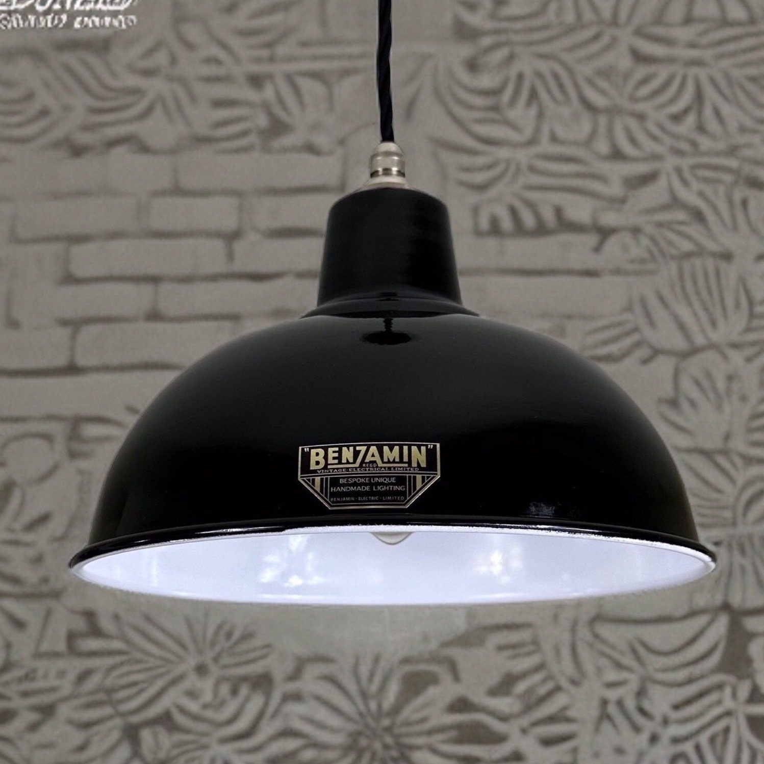 Salthouse ~ Midnight Black Dome Lampshade Pendant Set Light ~ 10 Inch