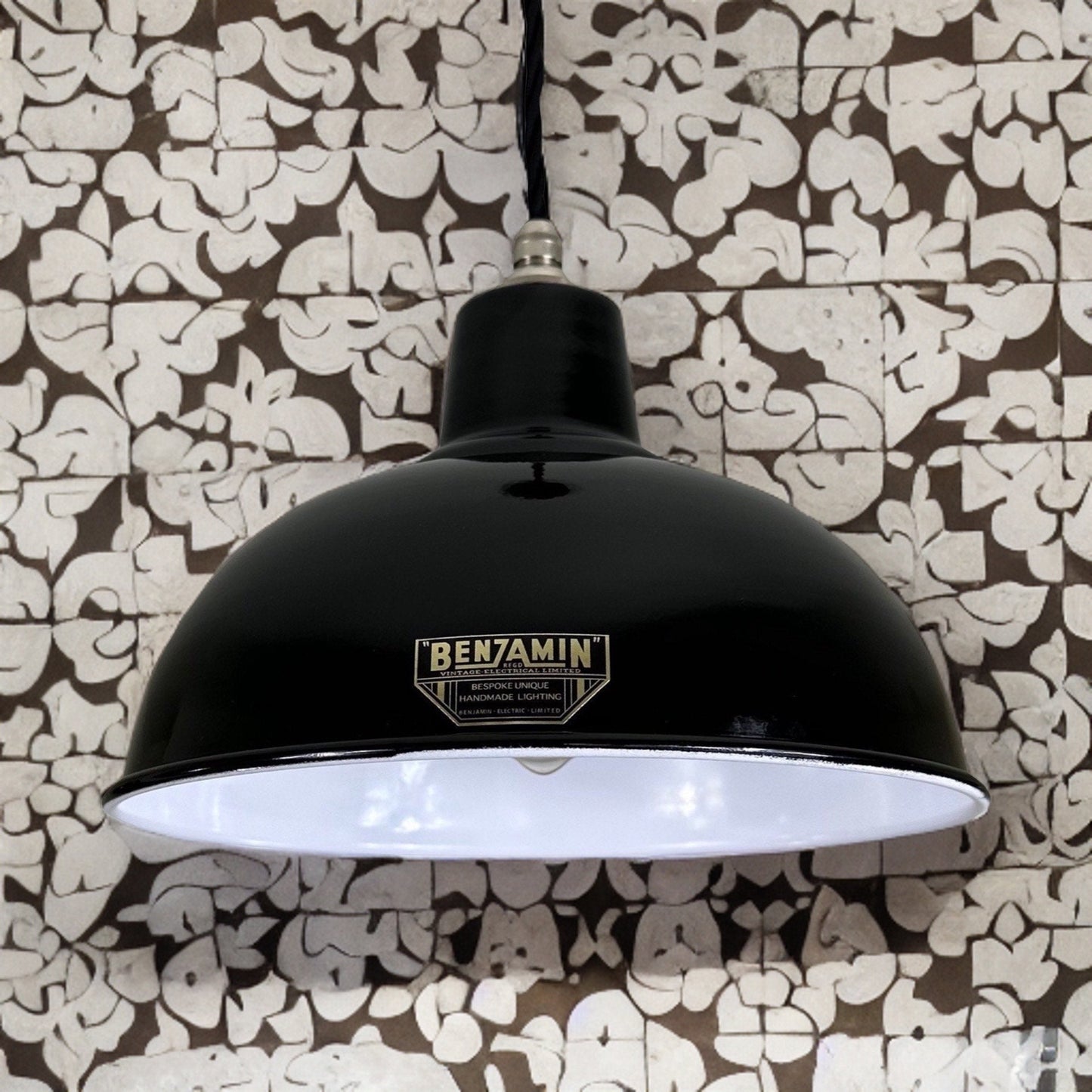 Salthouse ~ Midnight Black Dome Lampshade Pendant Set Light ~ 10 Inch