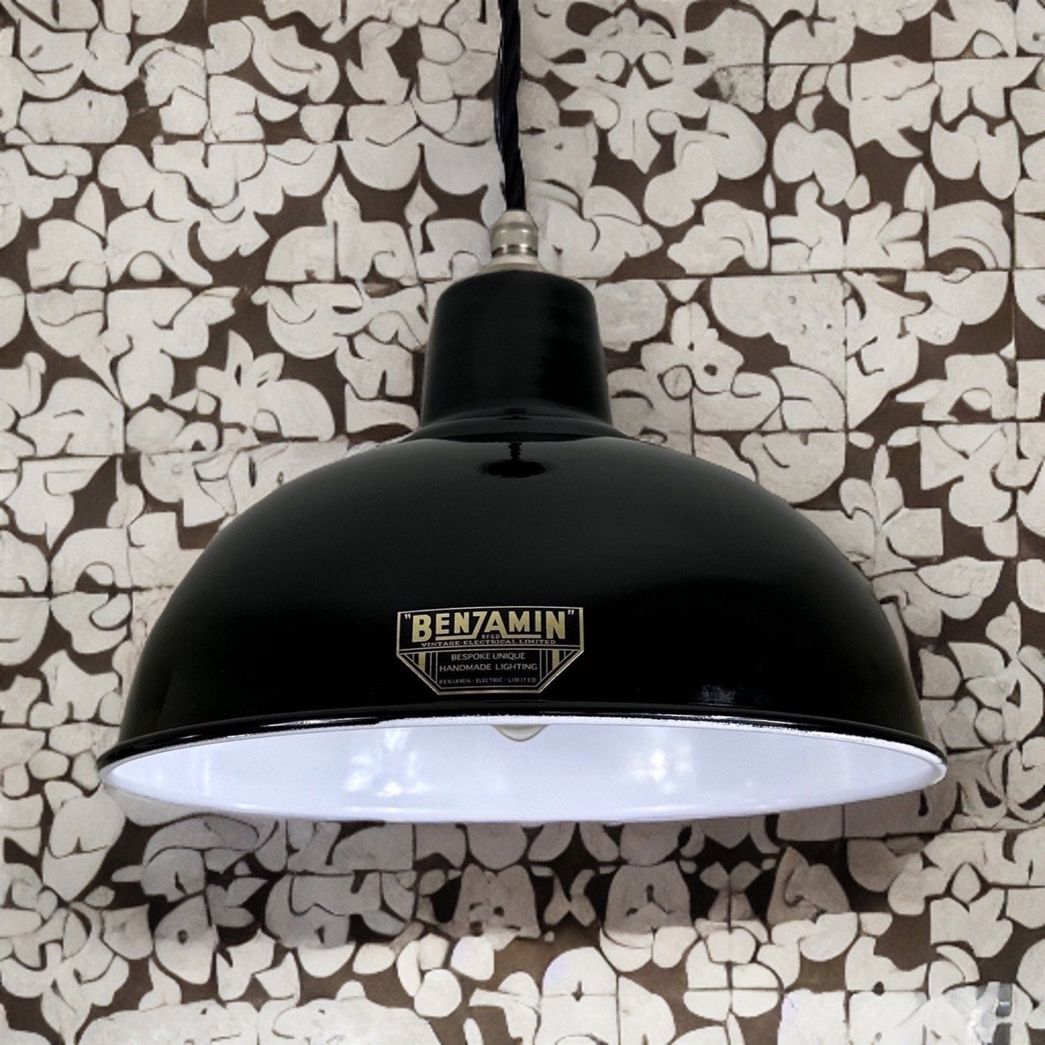 Salthouse ~ Midnight Black Dome Lampshade Pendant Set Light ~ 10 Inch