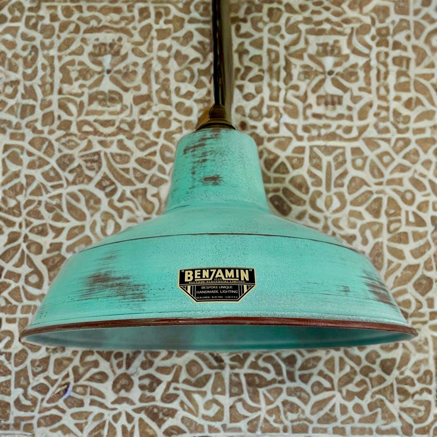 Filby ~ Copper Verdigris RLM Reflector Lampshade Pendant Ceiling Light ~ 12.5 Inch