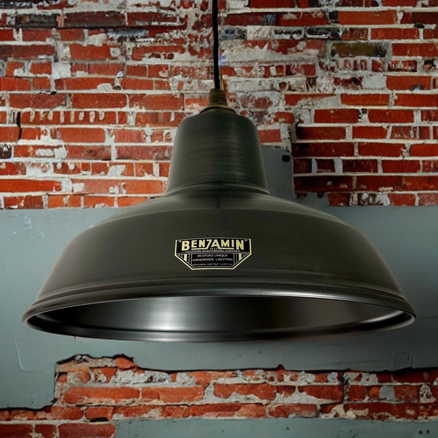 Filby ~ Pewter Grey RLM Reflector Lampshade Pendant Set Light ~ 12.5 Inch