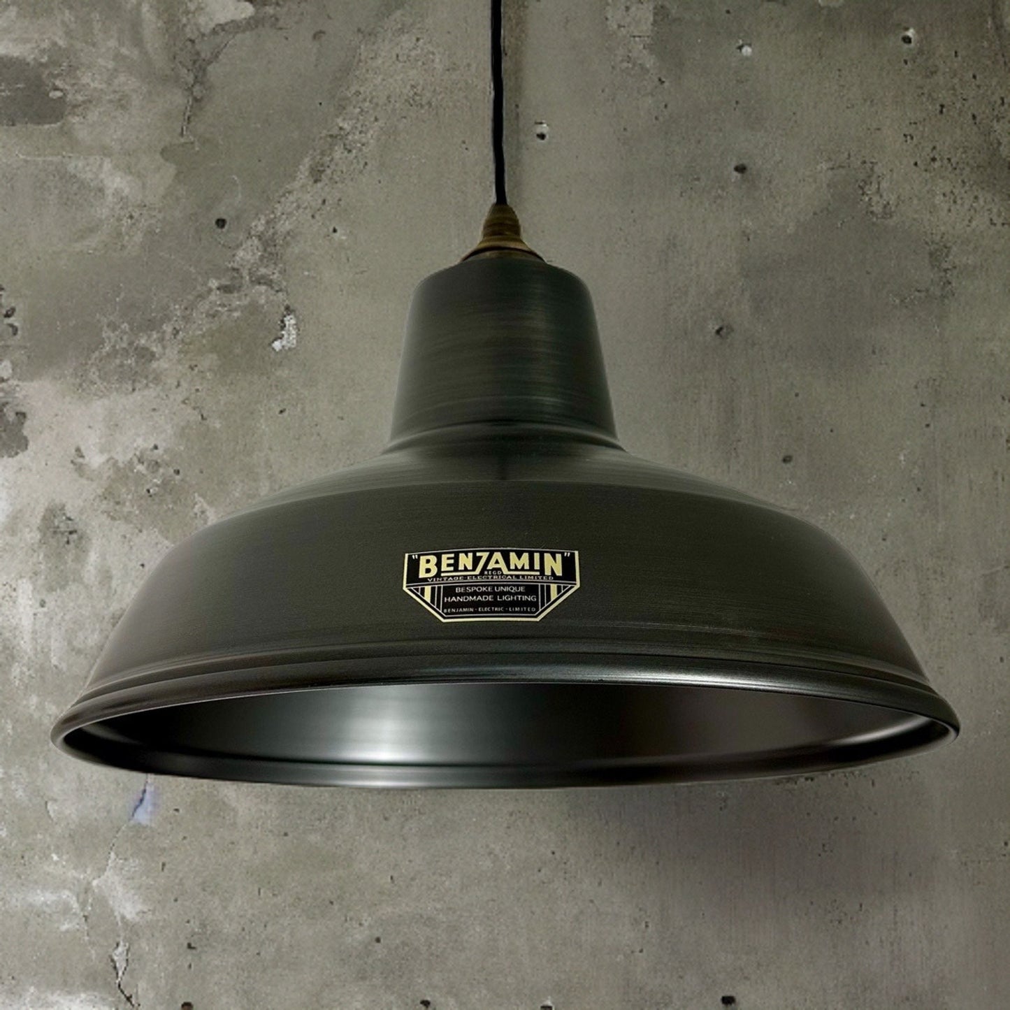 Filby ~ Pewter Grey RLM Reflector Lampshade Pendant Set Light ~ 12.5 Inch