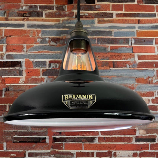 Cawston ~ Midnight Black Solid Shade Slotted Design Pendant Set Light | Ceiling Dining Room | Kitchen Table | Vintage Filament Bulb 11 Inch