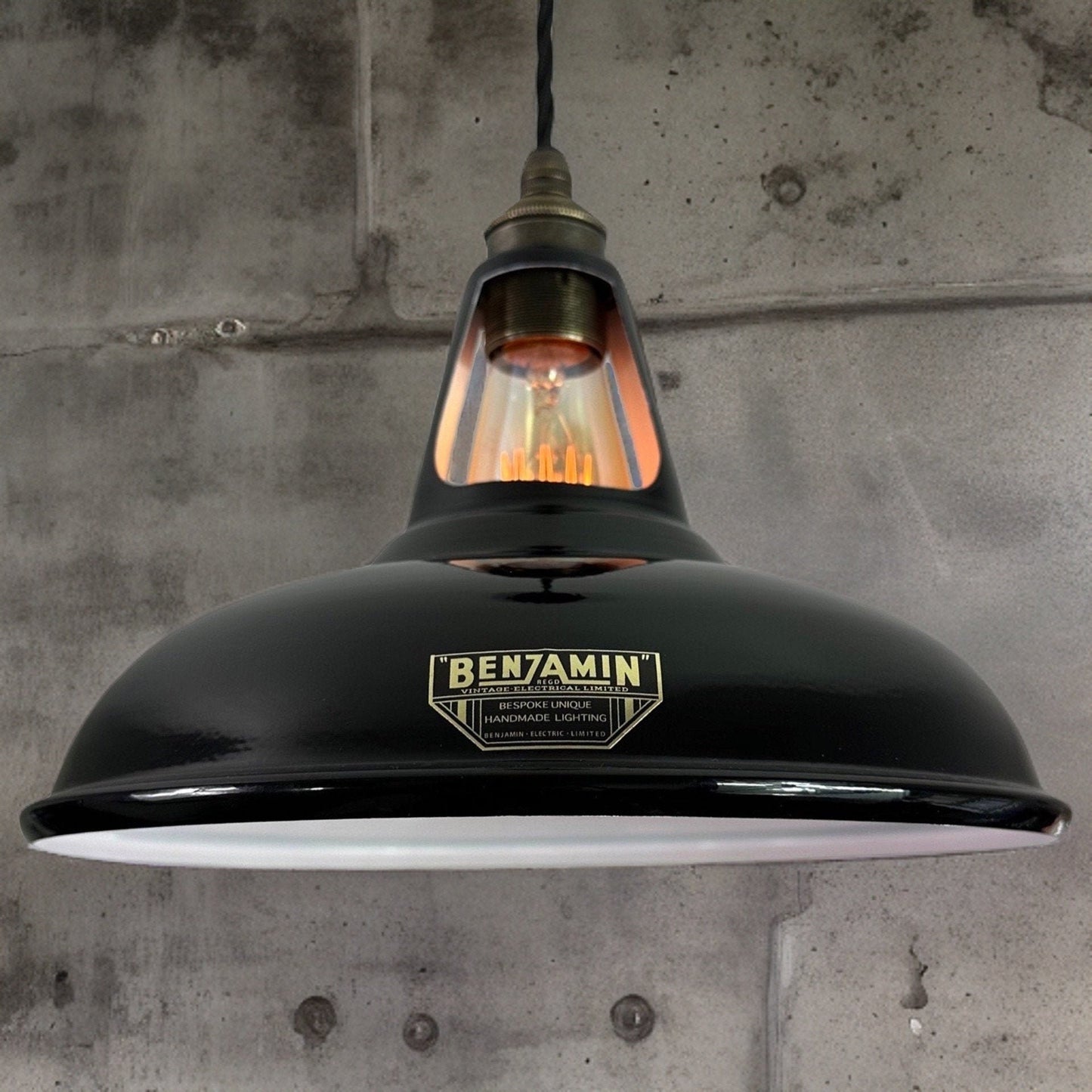 Cawston ~ Midnight Black Solid Shade Slotted Design Pendant Set Light | Ceiling Dining Room | Kitchen Table | Vintage Filament Bulb 11 Inch