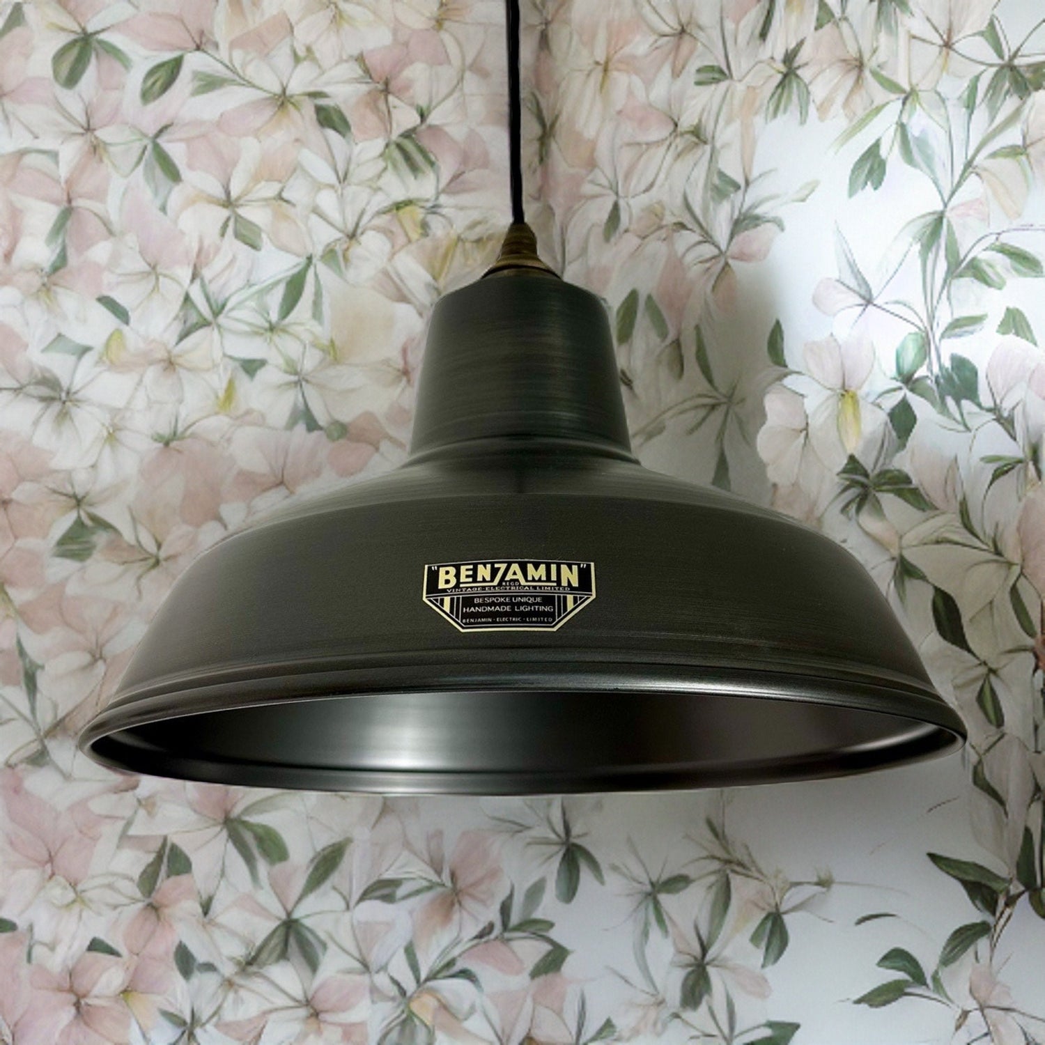 Filby ~ Pewter Grey RLM Reflector Lampshade Pendant Set Light ~ 12.5 Inch