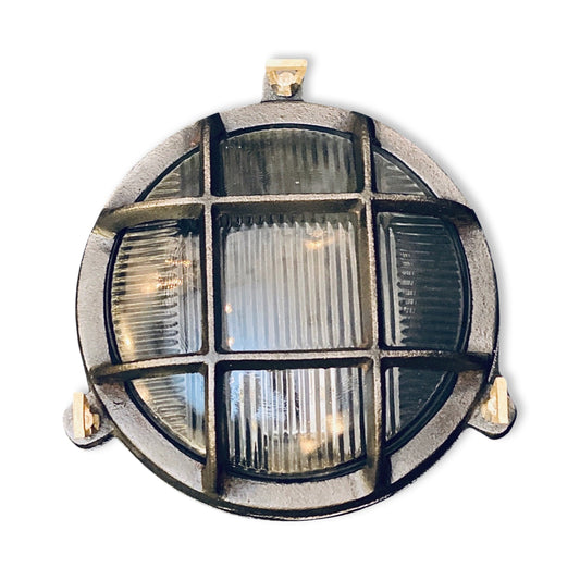 Wroxham ~ Black Cast Iron Caged Bulkhead Industrial Wall Light | Ceiling Bathroom | Outdoor Garden | Vintage 1 x Edison Filament Bulb