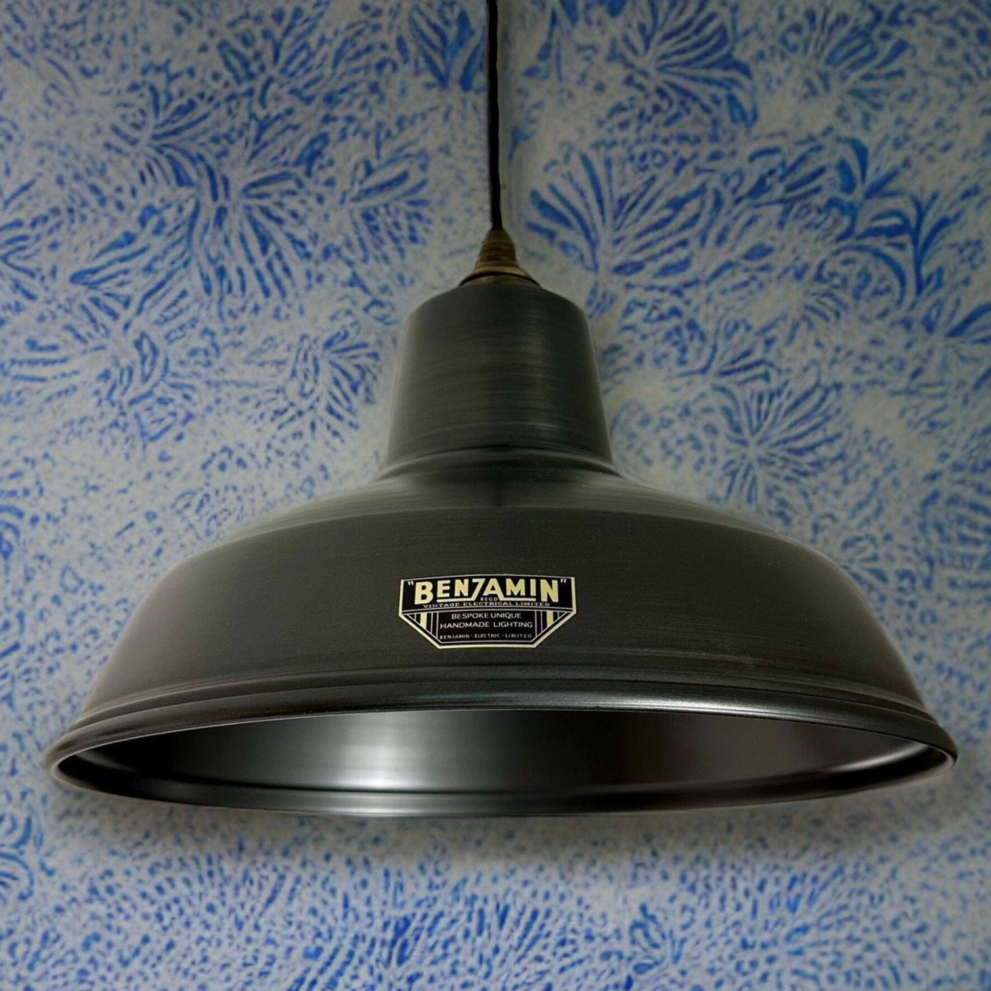 Filby ~ Pewter Grey RLM Reflector Lampshade Pendant Set Light ~ 12.5 Inch