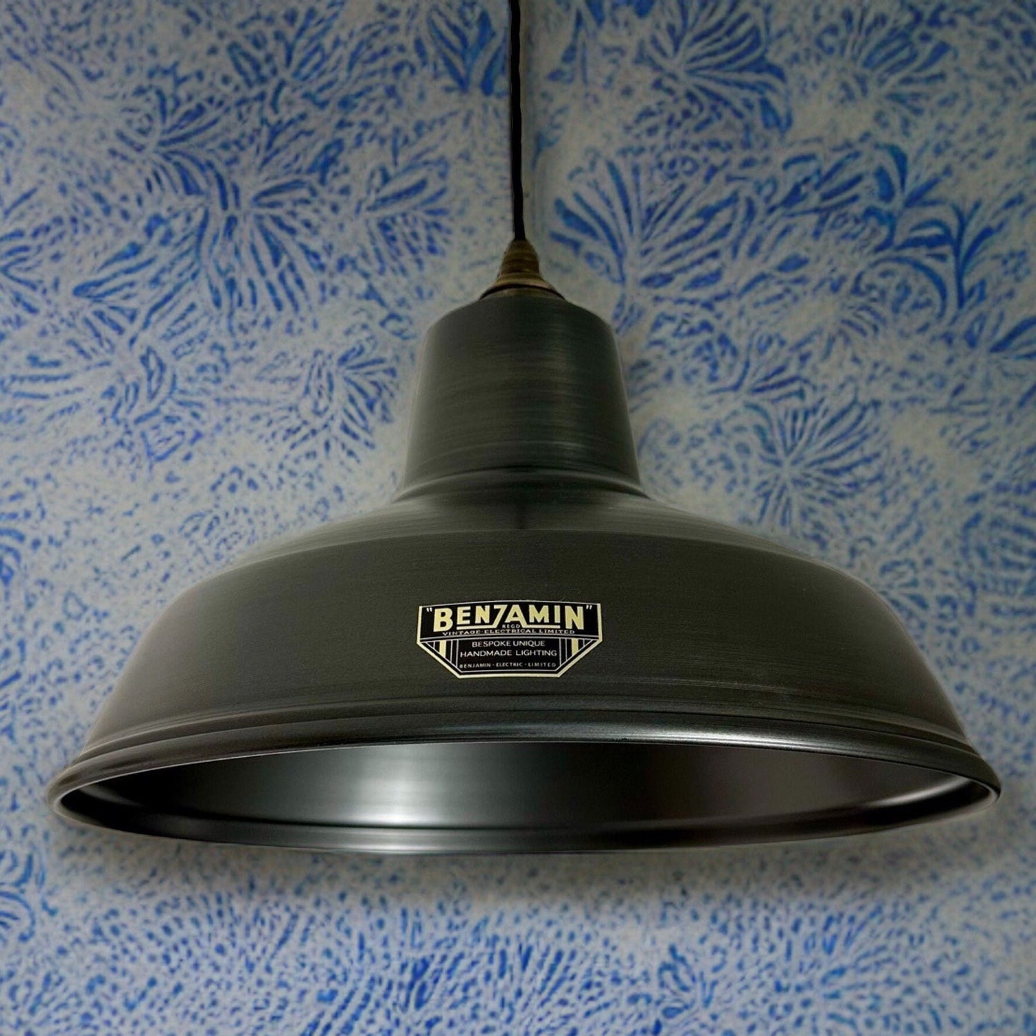 Filby ~ Pewter Grey RLM Reflector Lampshade Pendant Set Light ~ 12.5 Inch