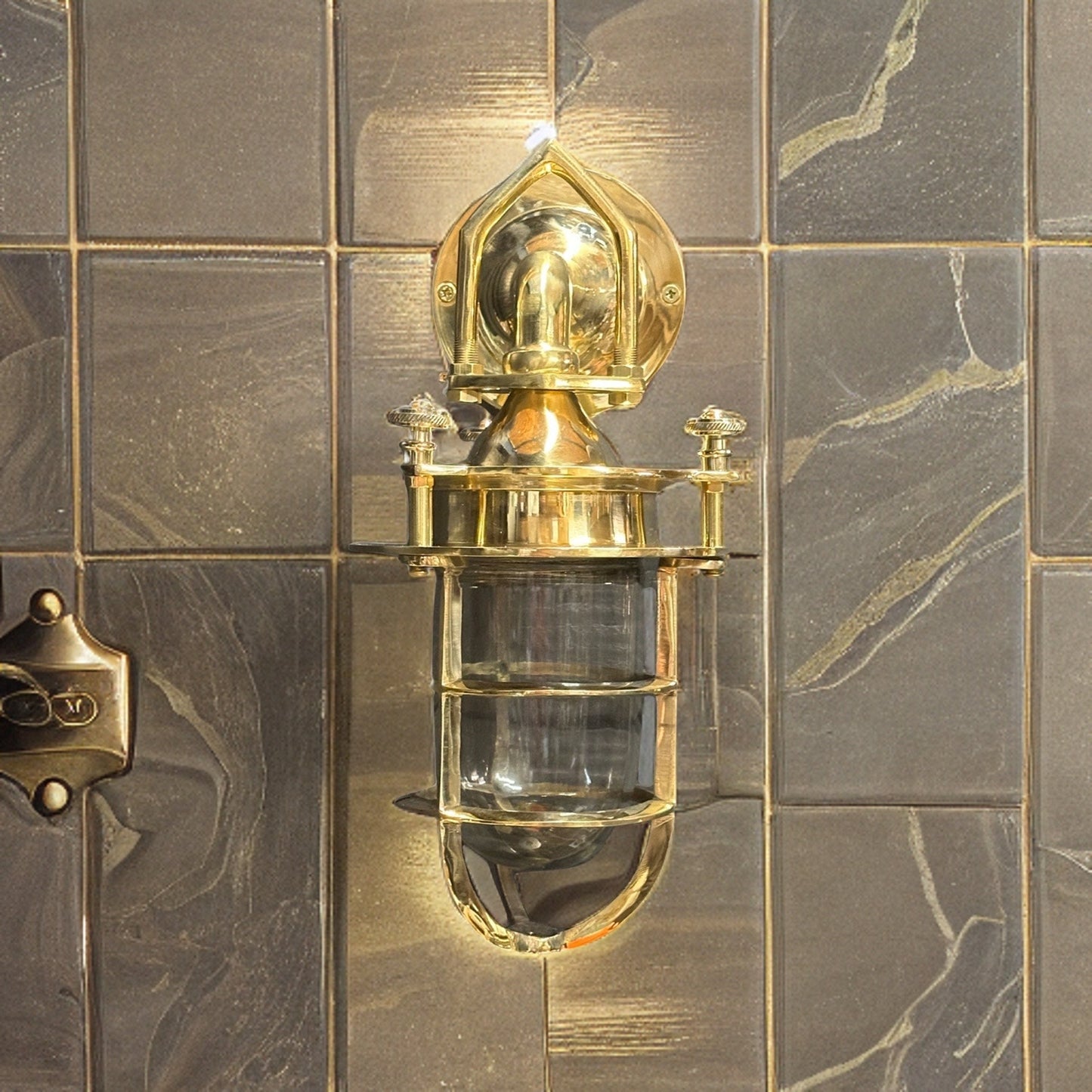 Kelling ~ Bulkhead Outdoor & Bathroom Sconce Wall Light Solid Brass | 11 Inch