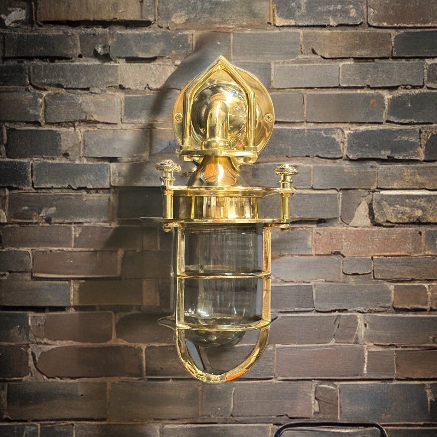 Kelling ~ Bulkhead Outdoor & Bathroom Sconce Wall Light Solid Brass | 11 Inch