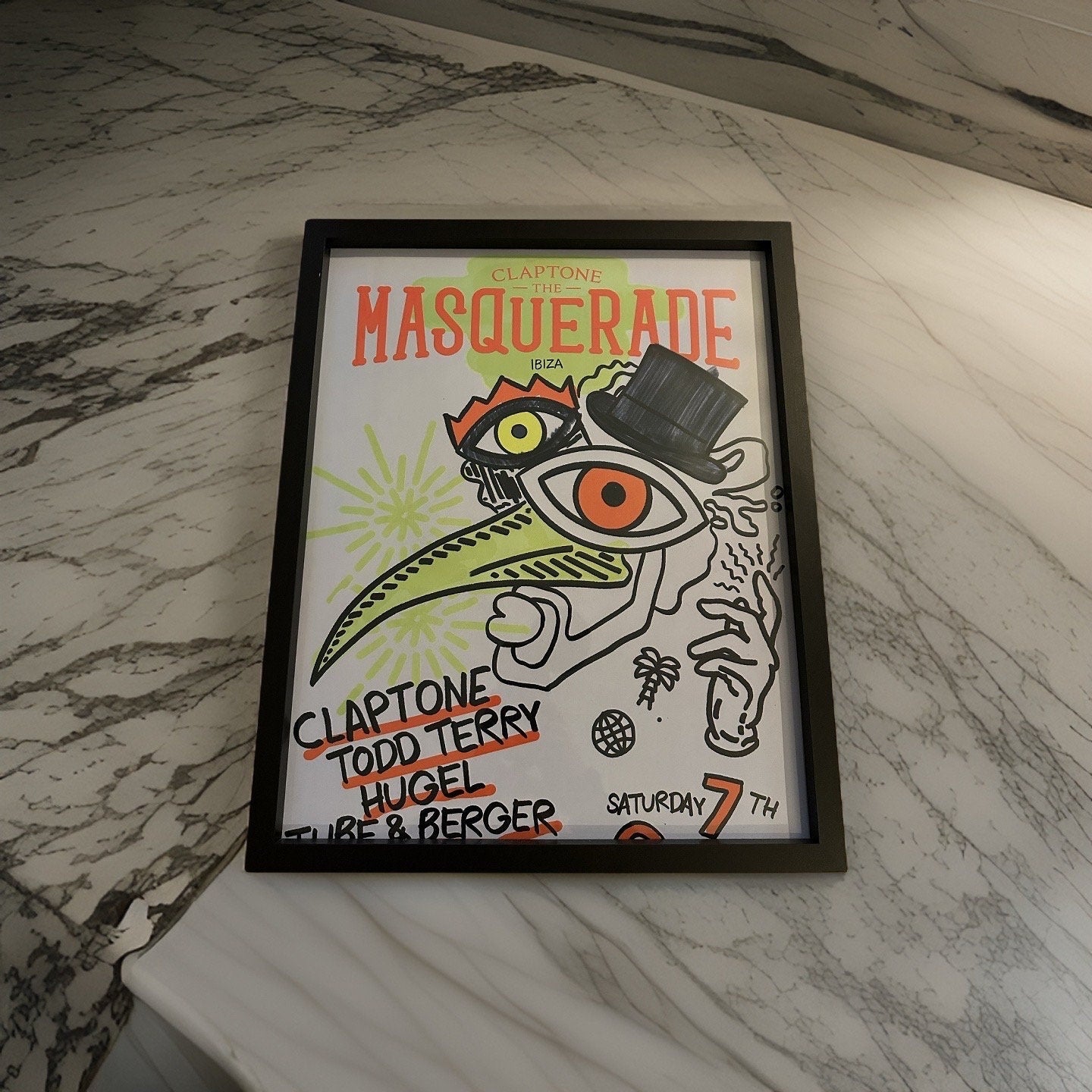 Masquerade ~ Genuine Official Pacha Ibiza Framed Dj Artwork Travel Poster | Luxury Black Frame