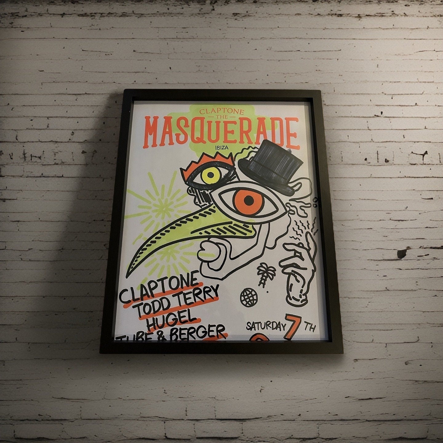 Masquerade ~ Genuine Official Pacha Ibiza Framed Dj Artwork Travel Poster | Luxury Black Frame