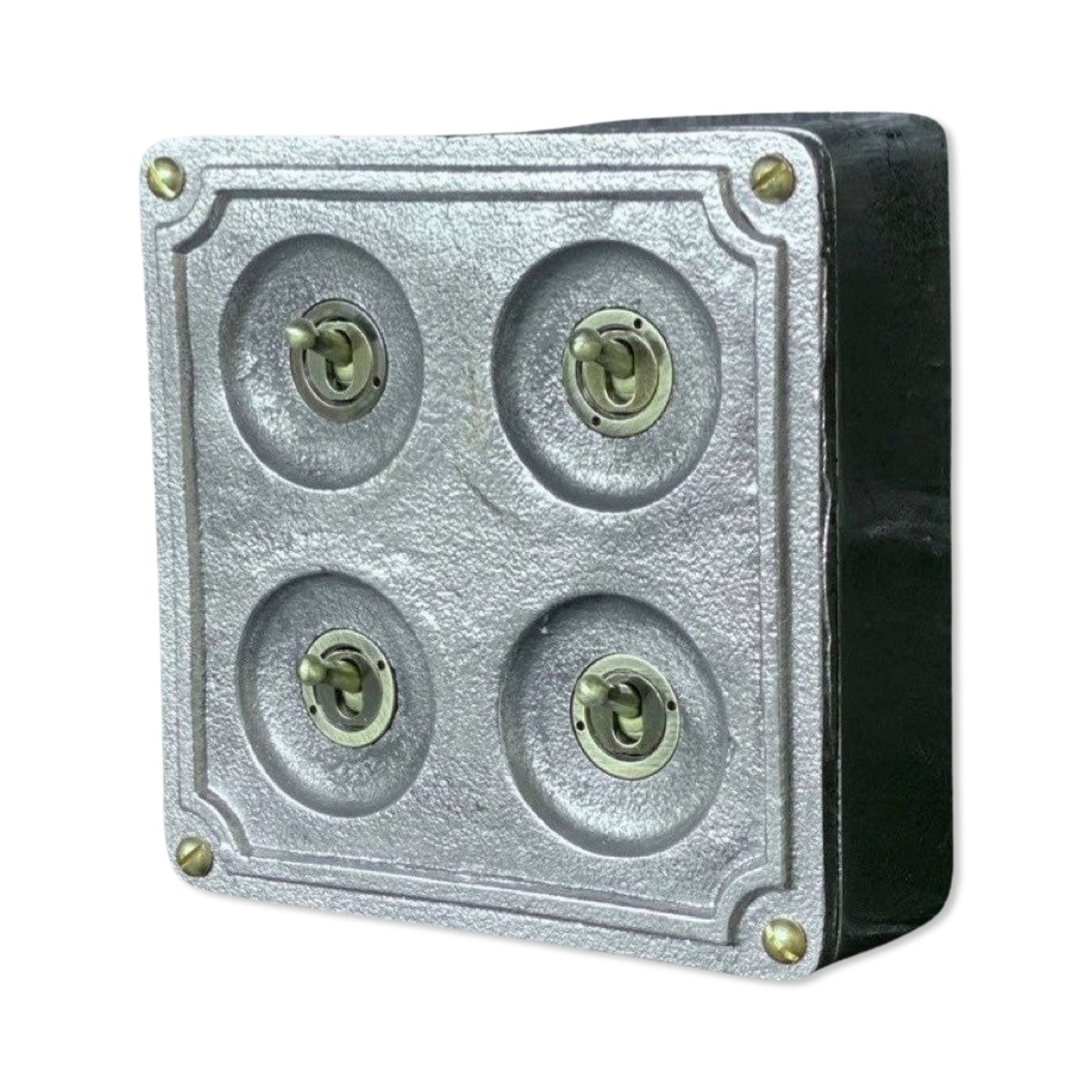 4 Gang 2 Way Solid Cast Metal Conduit Light Switch Industrial - BS EN Approved Vintage Crabtree 1950’s Style