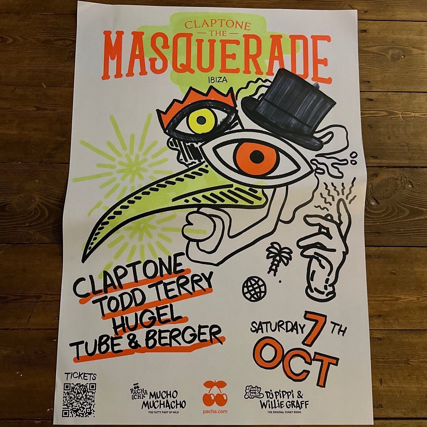 Masquerade ~ Genuine Official Pacha Ibiza Framed Dj Artwork Travel Poster | Luxury Black Frame