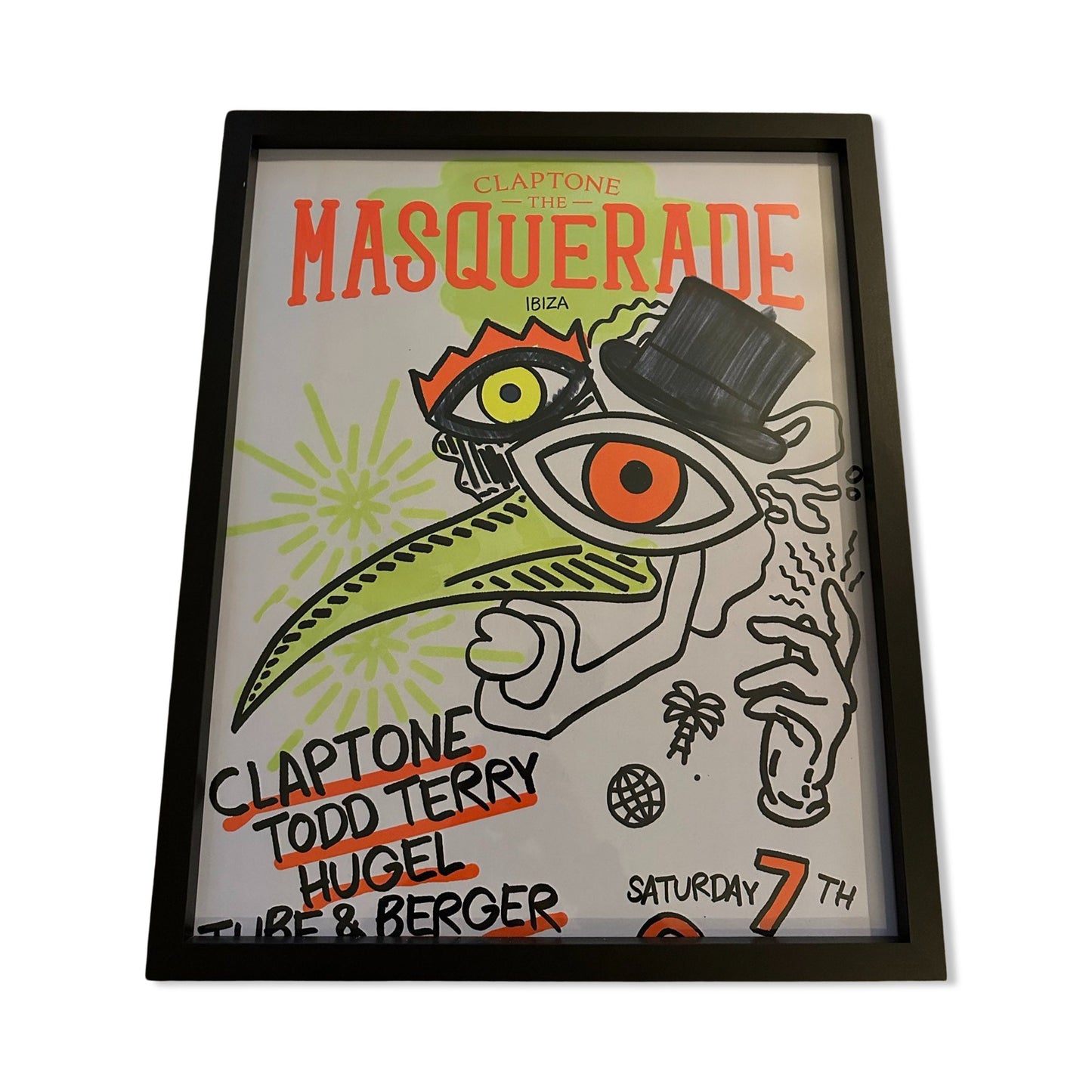 Masquerade ~ Genuine Official Pacha Ibiza Framed Dj Artwork Travel Poster | Luxury Black Frame