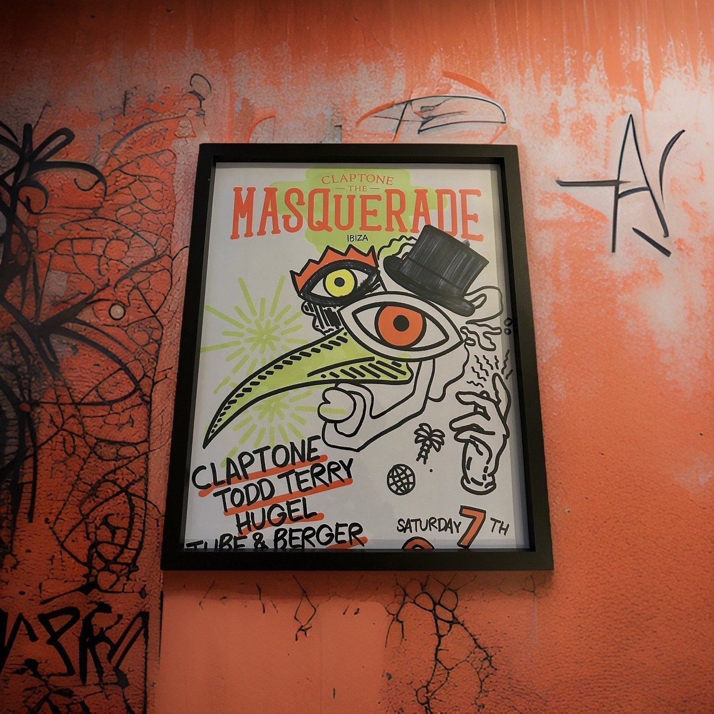 Masquerade ~ Genuine Official Pacha Ibiza Framed Dj Artwork Travel Poster | Luxury Black Frame