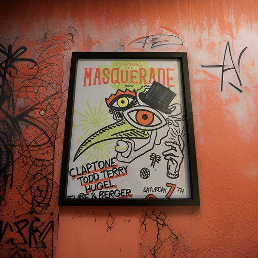 Masquerade ~ Genuine Official Pacha Ibiza Framed Dj Artwork Travel Poster | Luxury Black Frame