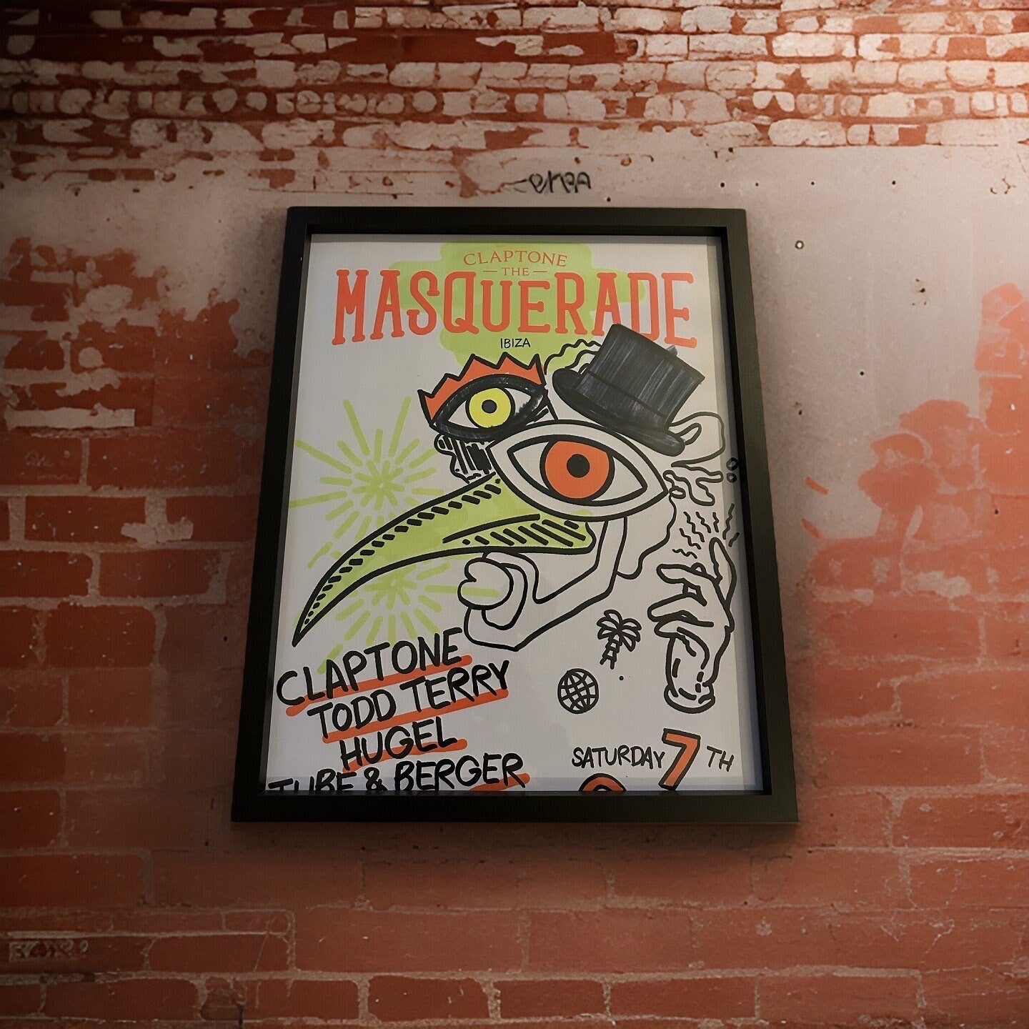 Masquerade ~ Genuine Official Pacha Ibiza Framed Dj Artwork Travel Poster | Luxury Black Frame