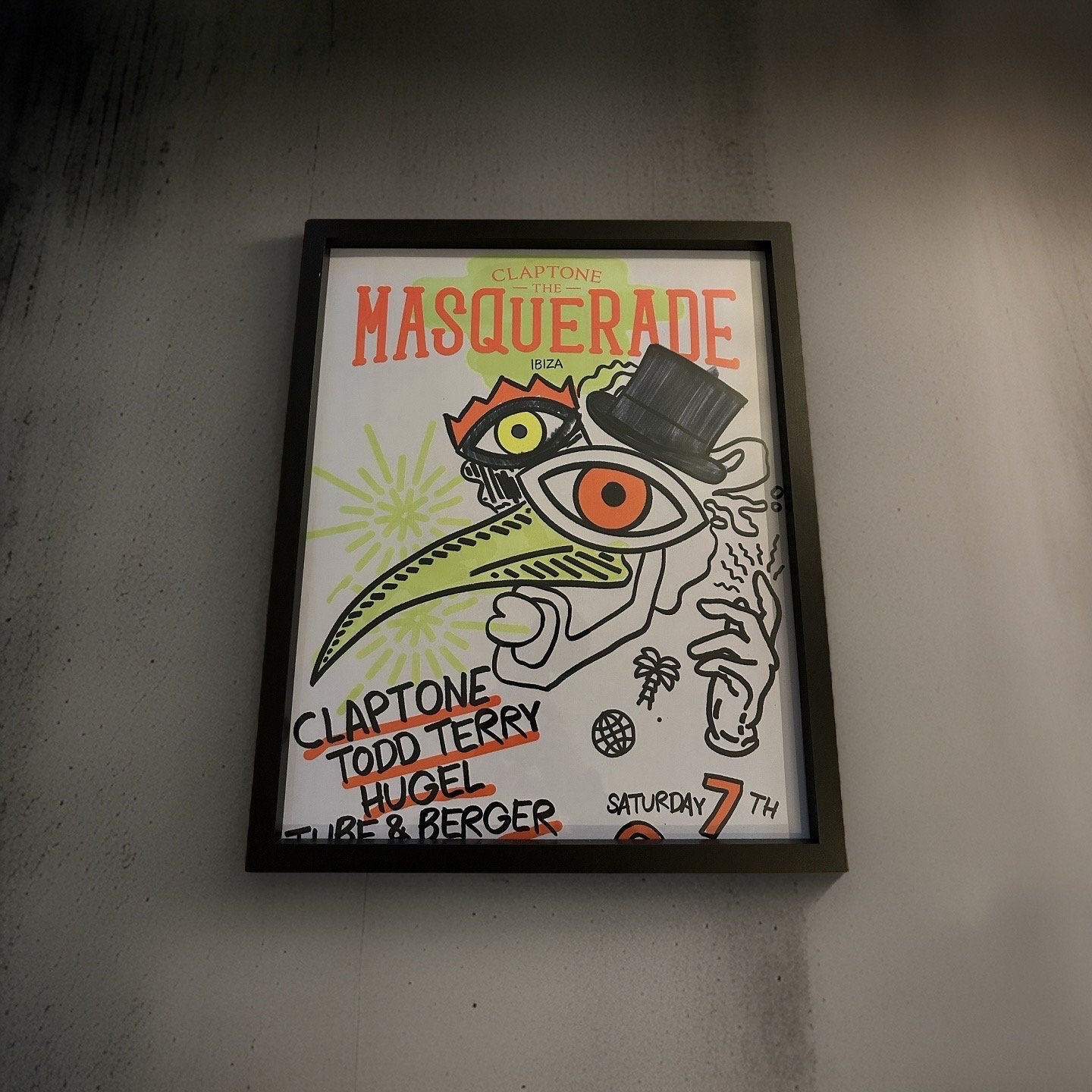 Masquerade ~ Genuine Official Pacha Ibiza Framed Dj Artwork Travel Poster | Luxury Black Frame