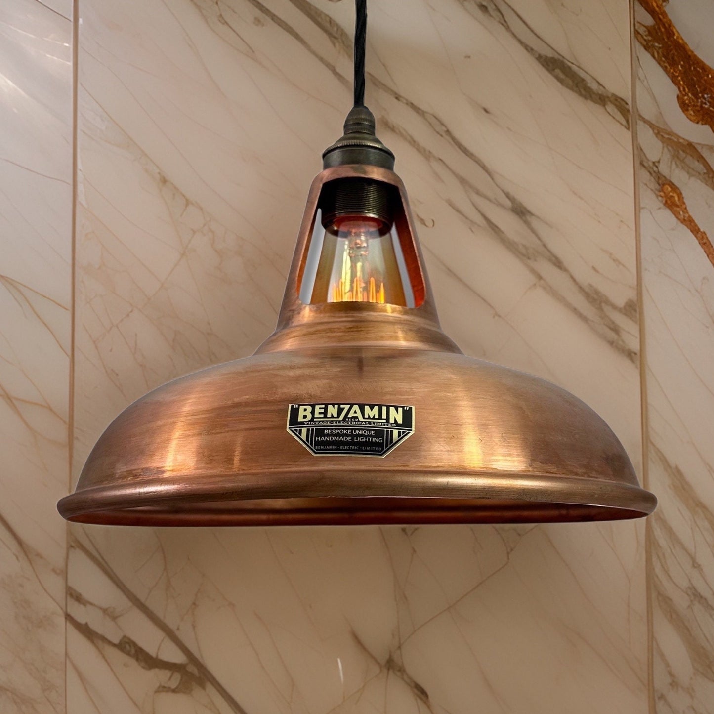 Cawston - Antique Copper Slotted Lampshade Pendant Ceiling Light - 11 Inch