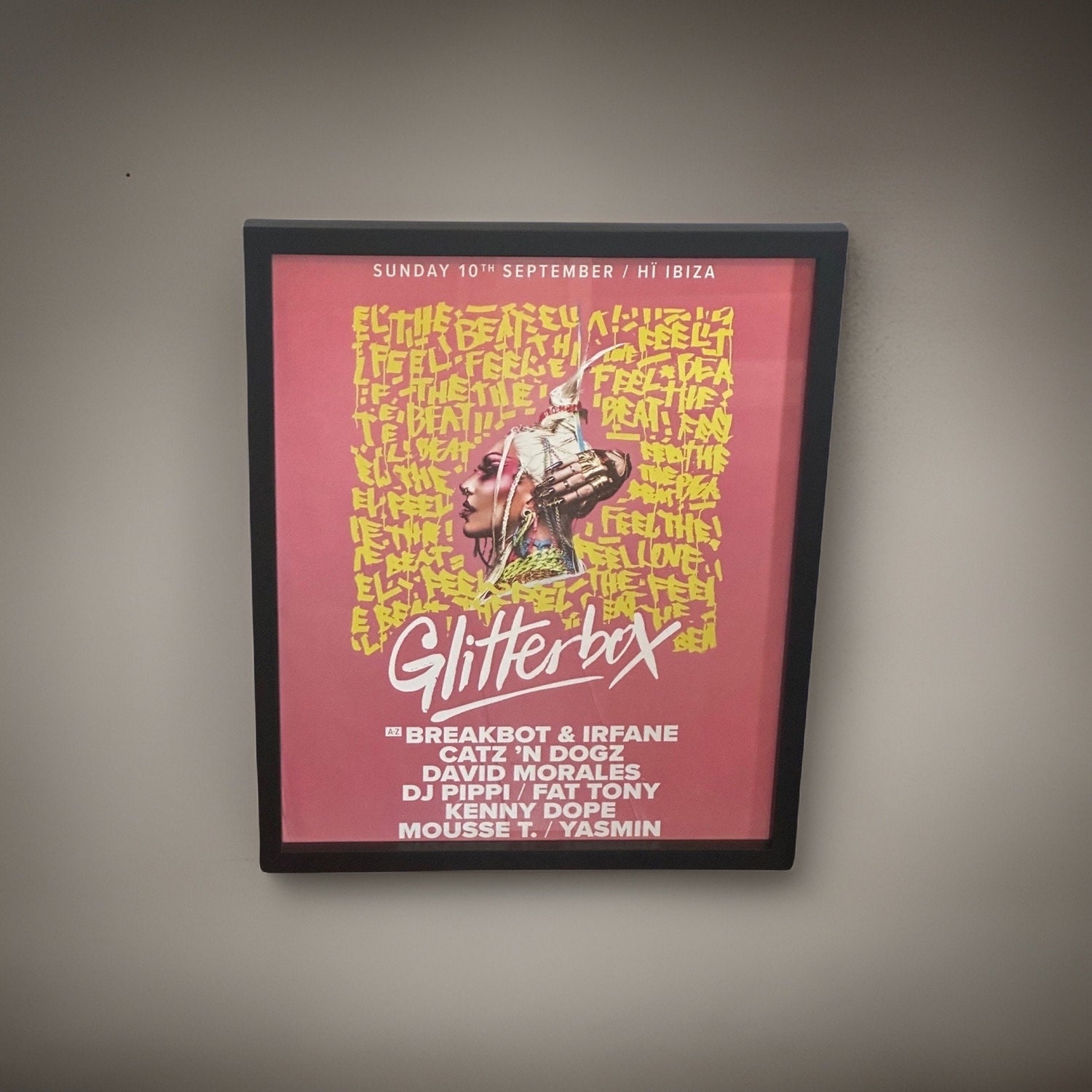 Glitterbox ~ Genuine Hi Ibiza Framed Dj Artwork | A3 Luxury Black Frame