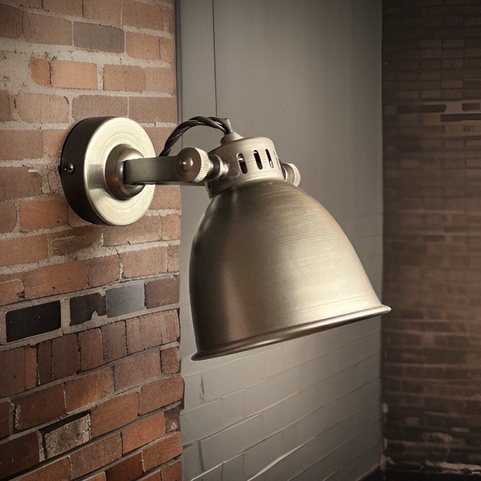 Colby ~ Solid Pewter Grey Steel Short Adjustable Arm Industrial Wall Light | Spot light | Bedroom Reading Table | Kitchen Table | Vintage