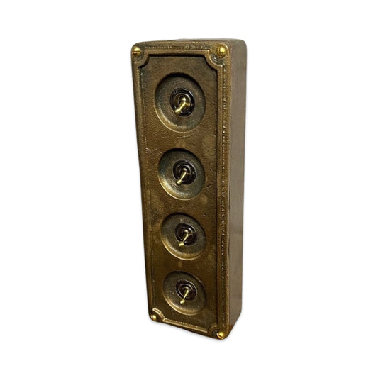 4 Gang 2 Way Solid Cast Bronze Metal Conduit Light Switch Industrial - BS EN Approved Vintage Crabtree 1950’s Style
